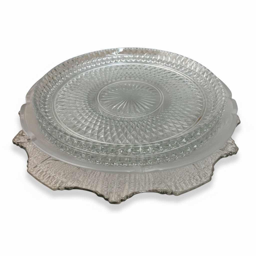 Photo 1 of GLASS SERVING PLATTERS (4) 12.5”-15.5”D