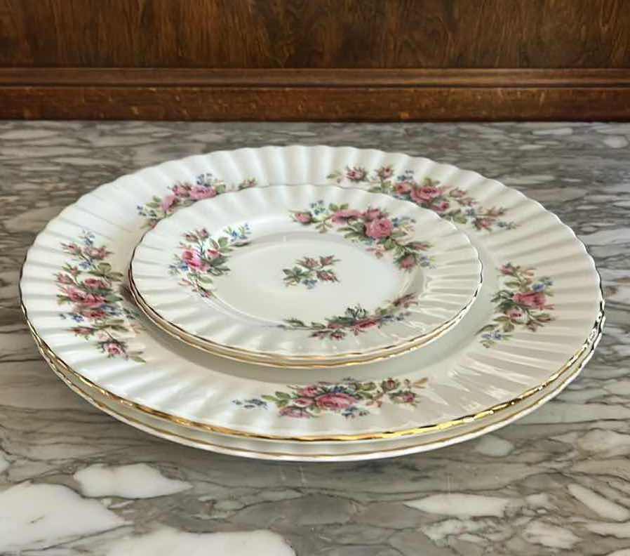 Photo 1 of 8- ROYAL ALBERT MOSS ROSE CHINA W DELICATE PINK BLUE FLORAL PATTERN