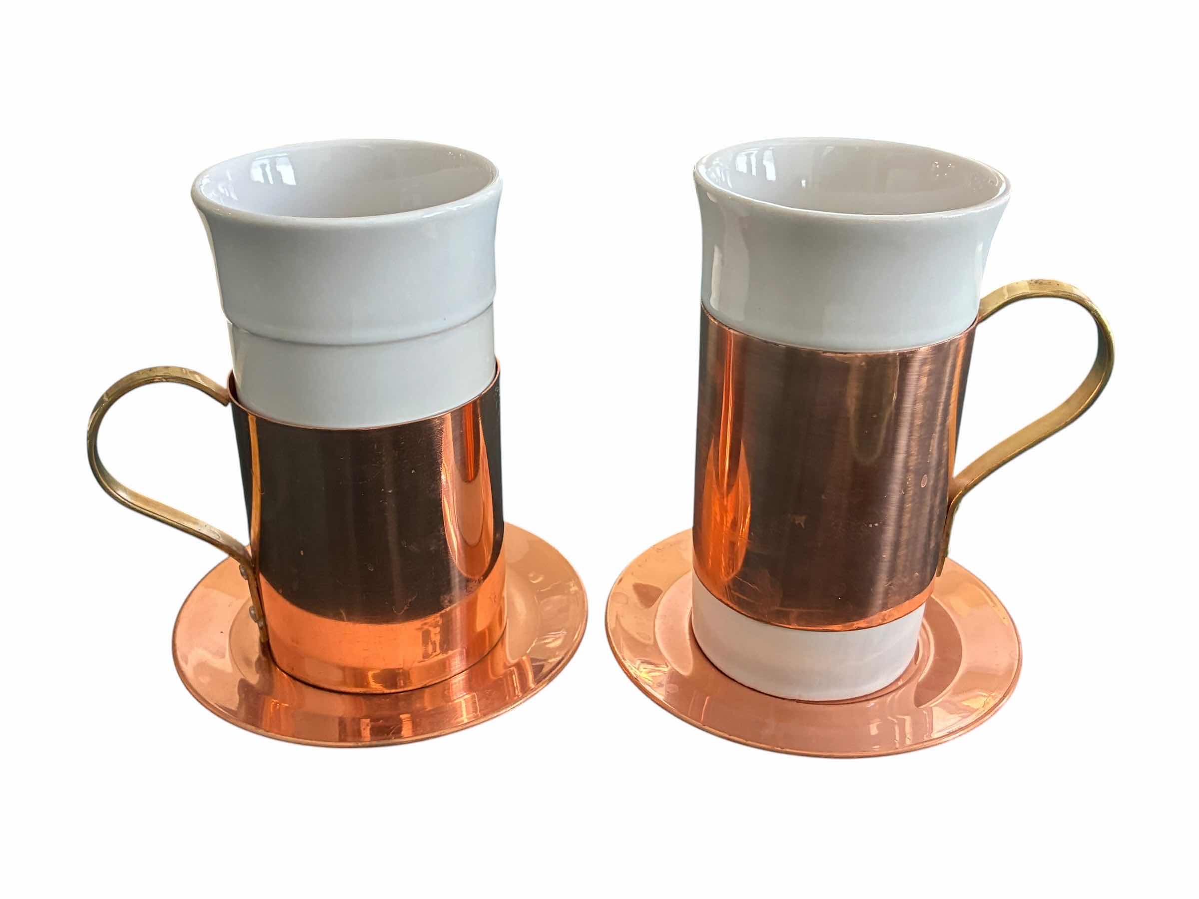 Photo 1 of KOREAN COPPER CERAMIC ESPRESSO CUPS/SAUCERS (2) & WINSOME 4PC GREEN TEACUP/SAUCERS SET