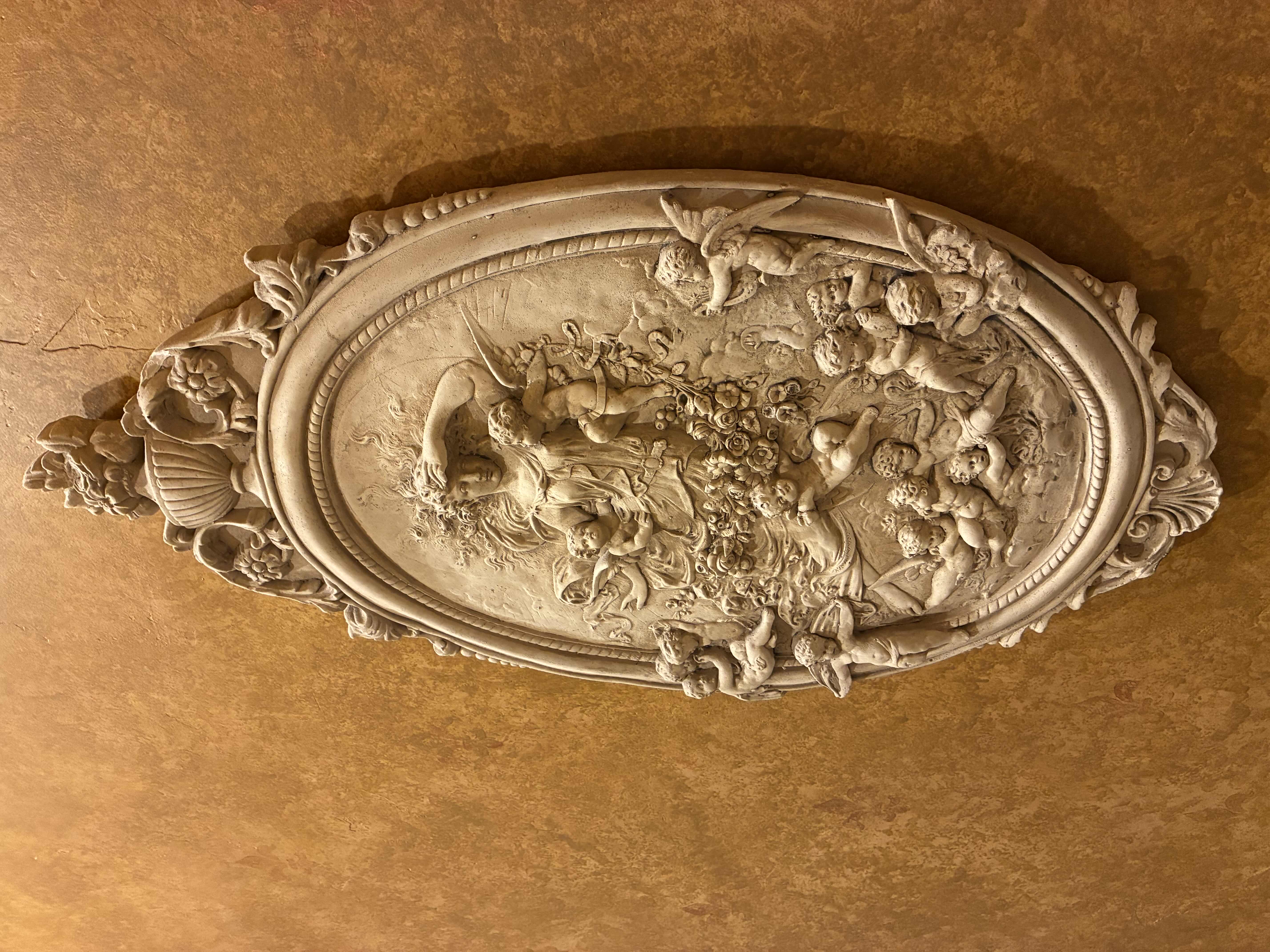 Photo 1 of CUPID EROS ANGEL CHERUB CERAMIC SCULPTURE WALL ARTWORK 14“ X 28“