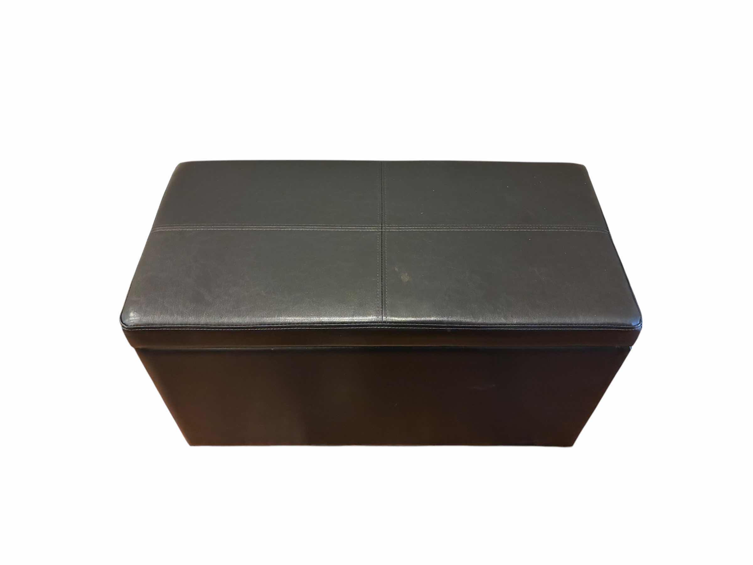Photo 1 of EVER GRACE BLACK LEATHER STORAGE BENCH 30“ X 15“ H16“