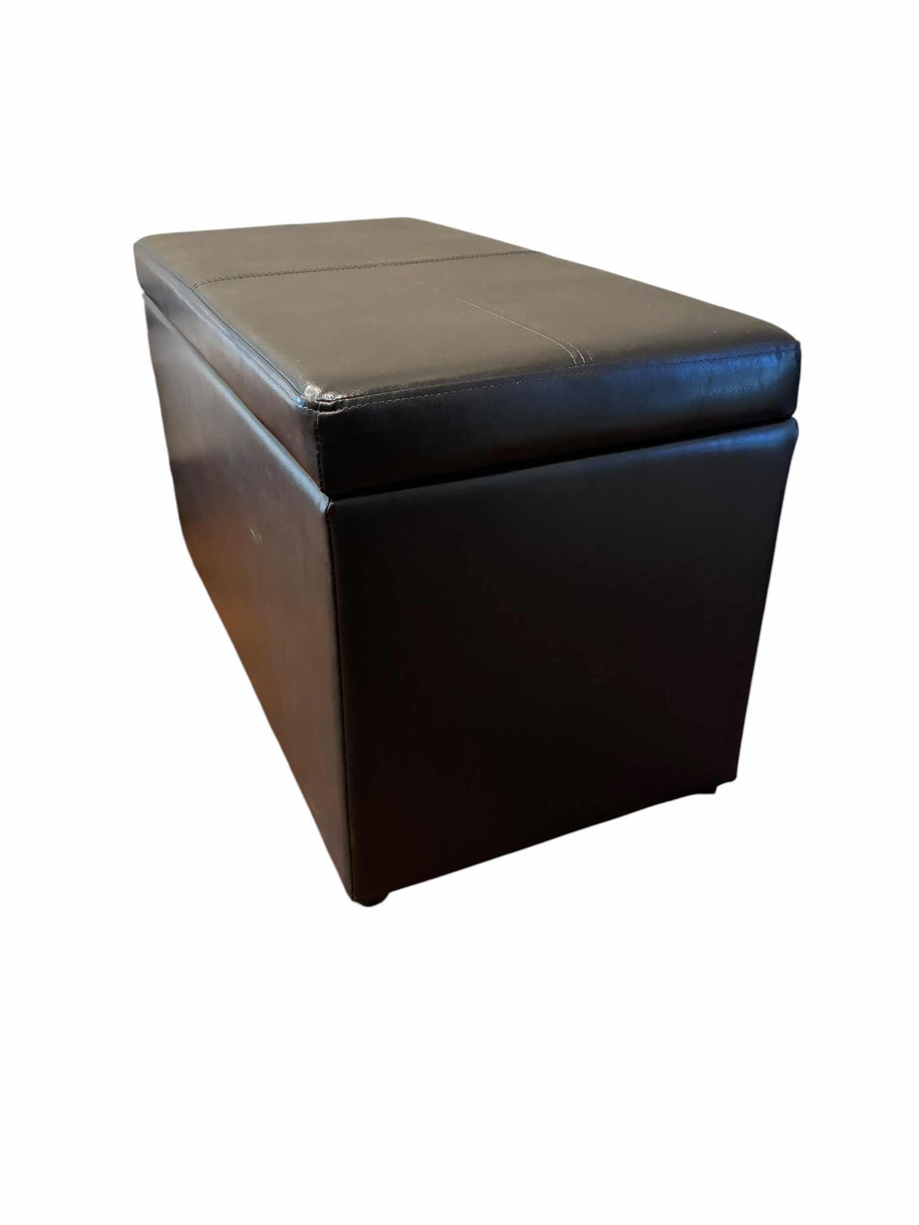 Photo 1 of EVER GRACE BLACK LEATHER STORAGE BENCH 30“ X 15“ H16“