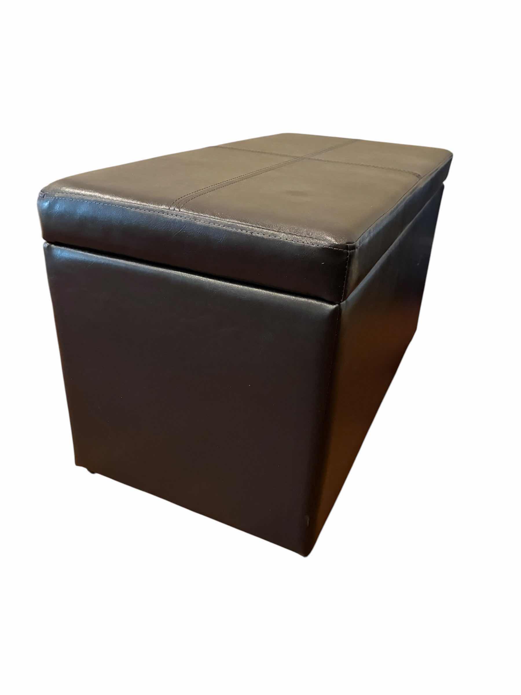 Photo 1 of EVER GRACE BLACK LEATHER STORAGE BENCH 30“ X 15“ H16“