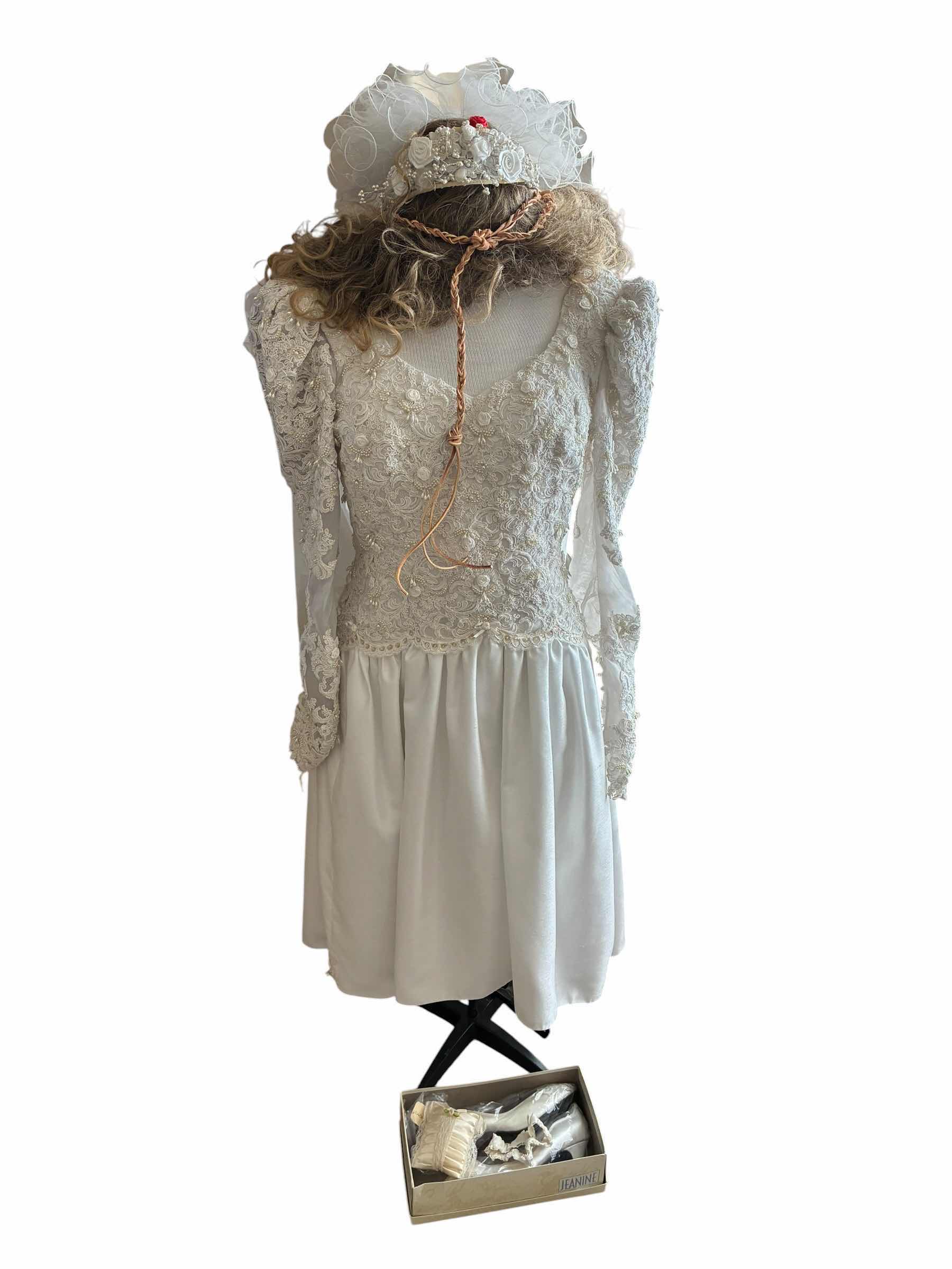 Photo 1 of HAND MADE WEDDING DRESS SIZE 6/8 & JEANINE HEELS WOMEN’S SIZE 7.5M W MANNEQUIN/DRESS STAND