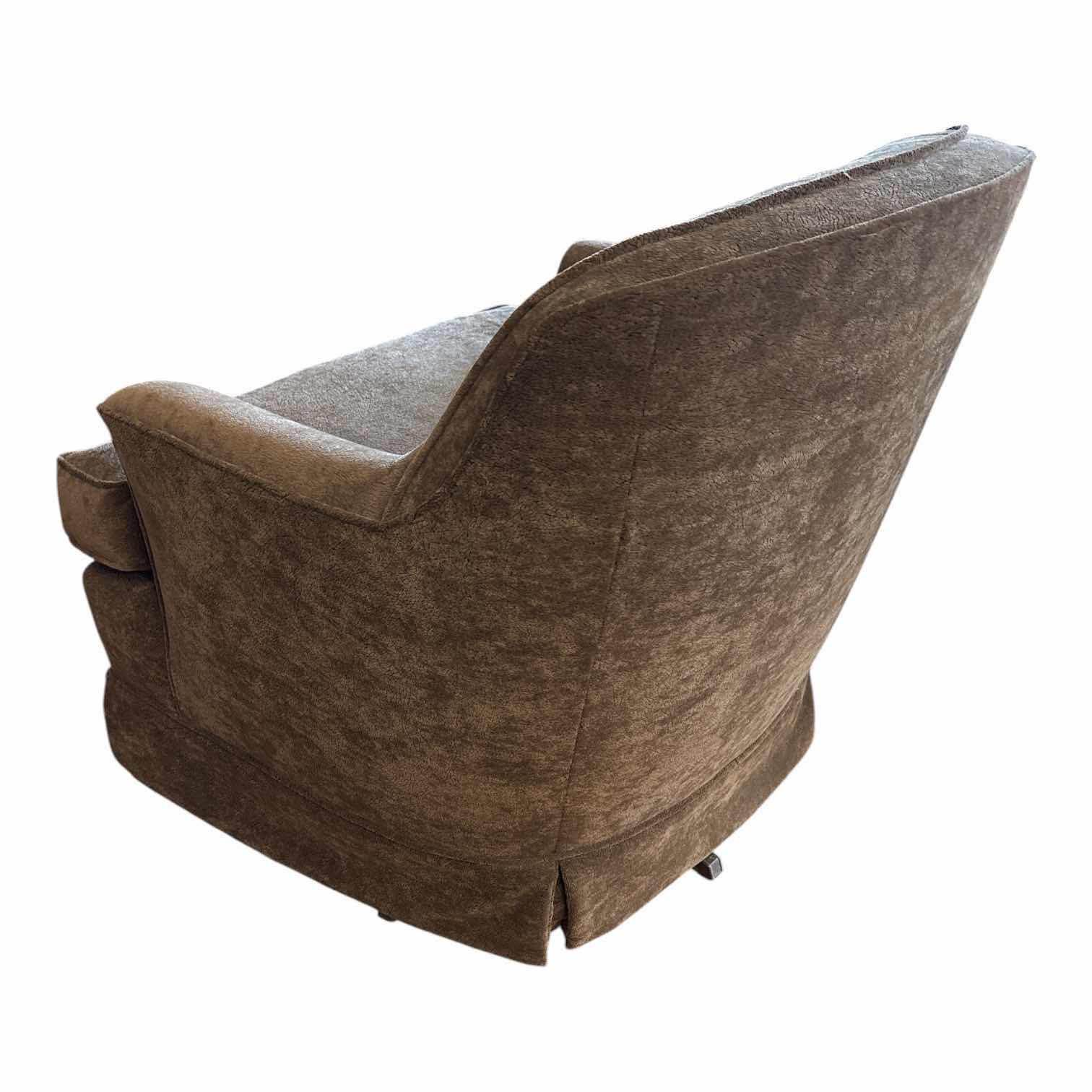 Photo 1 of CRACKED SUEDE SWIVEL CHAIR, CHOCOLATE BROWN $300