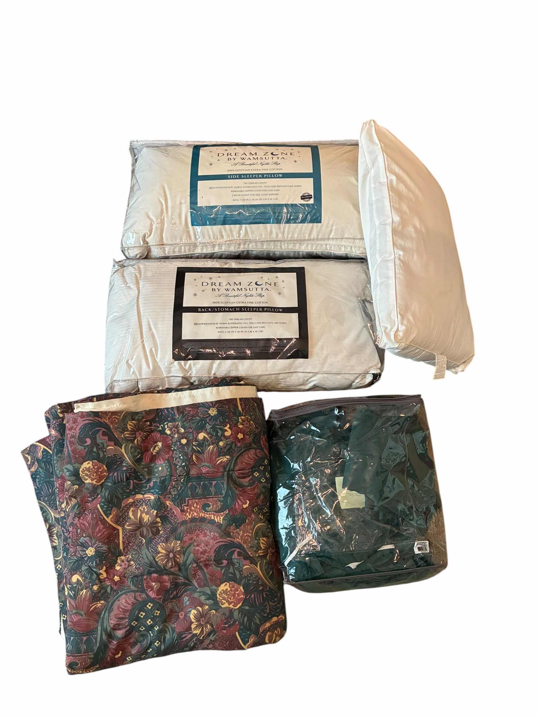 Photo 1 of PILLOWS (3) KING SIZE COMFORTER & GREEN KING SIZE BEDSHEETS