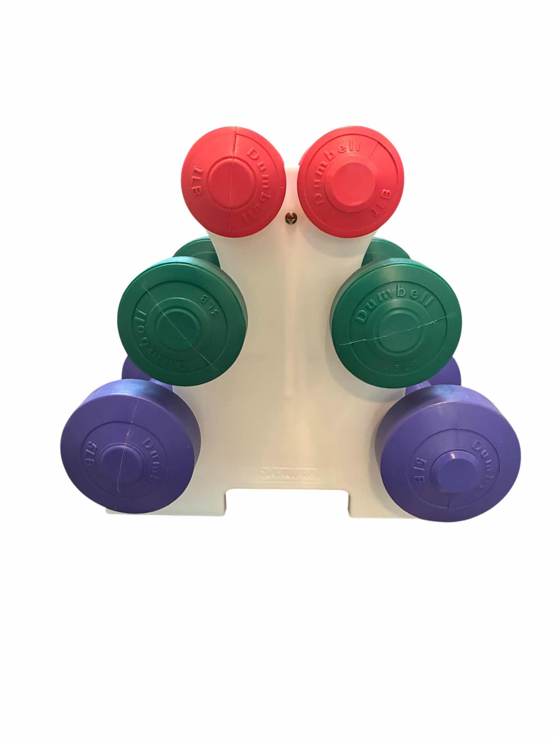 Photo 1 of SPORTWORKS 6PC PLASTIC DUMBBELL SET W CADDY