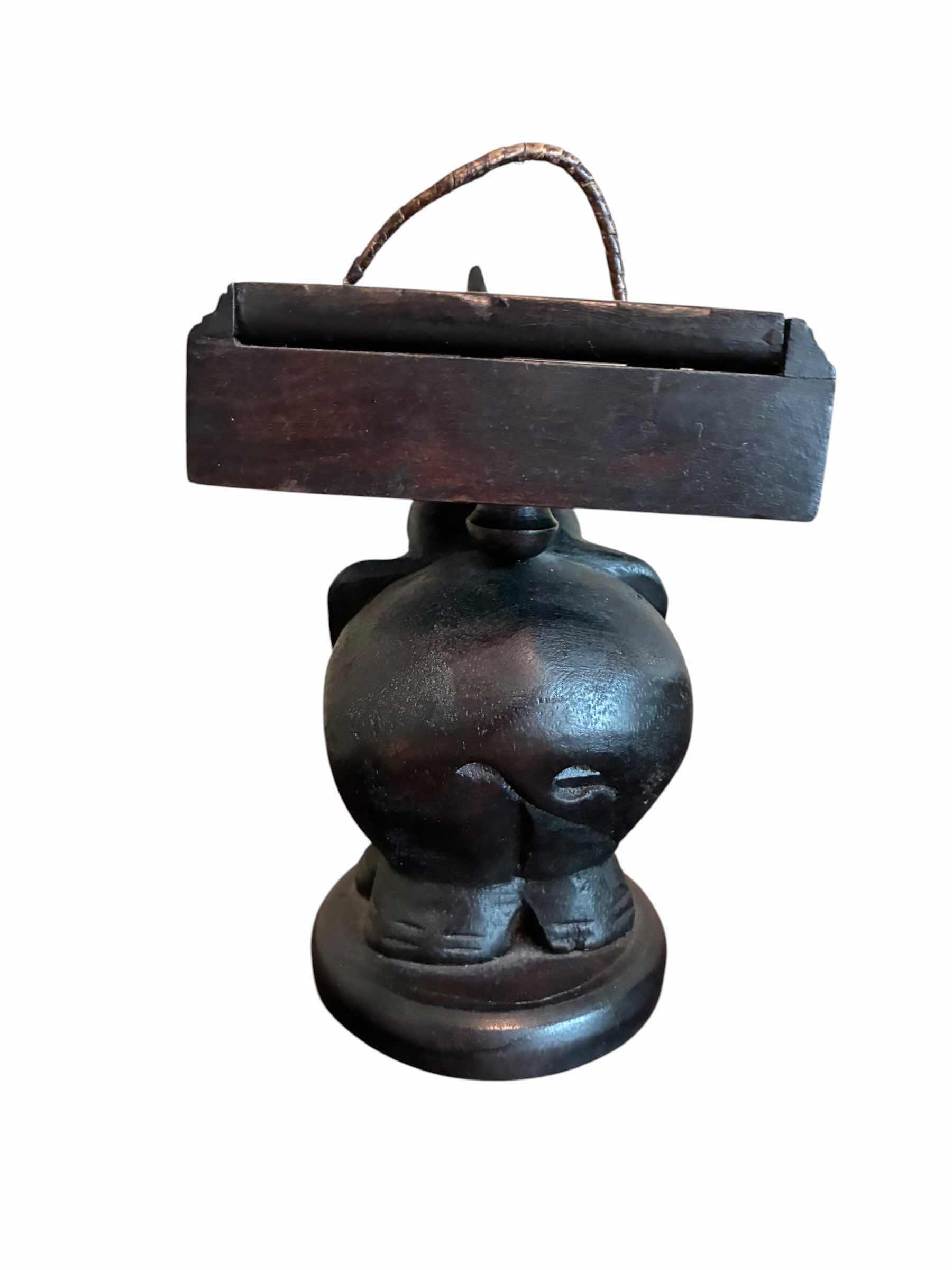 Photo 1 of HAND CARVED EBONY WOOD ELEPHANT W TRINKET BOX H9“