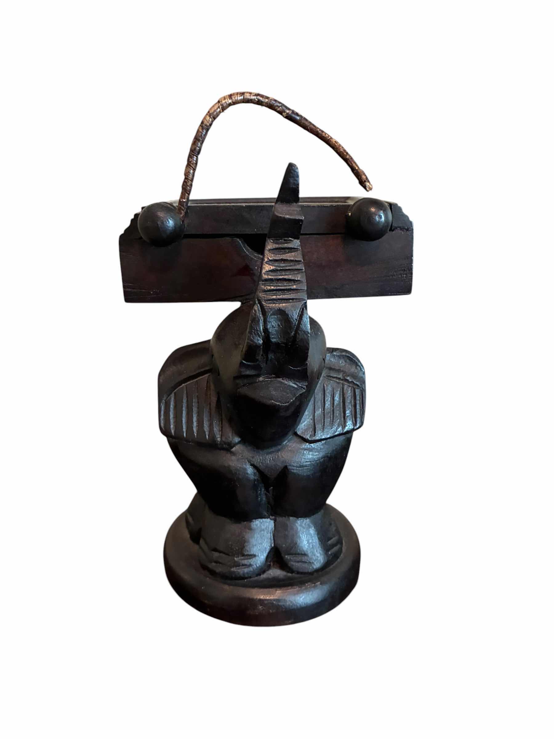Photo 1 of HAND CARVED EBONY WOOD ELEPHANT W TRINKET BOX H9“