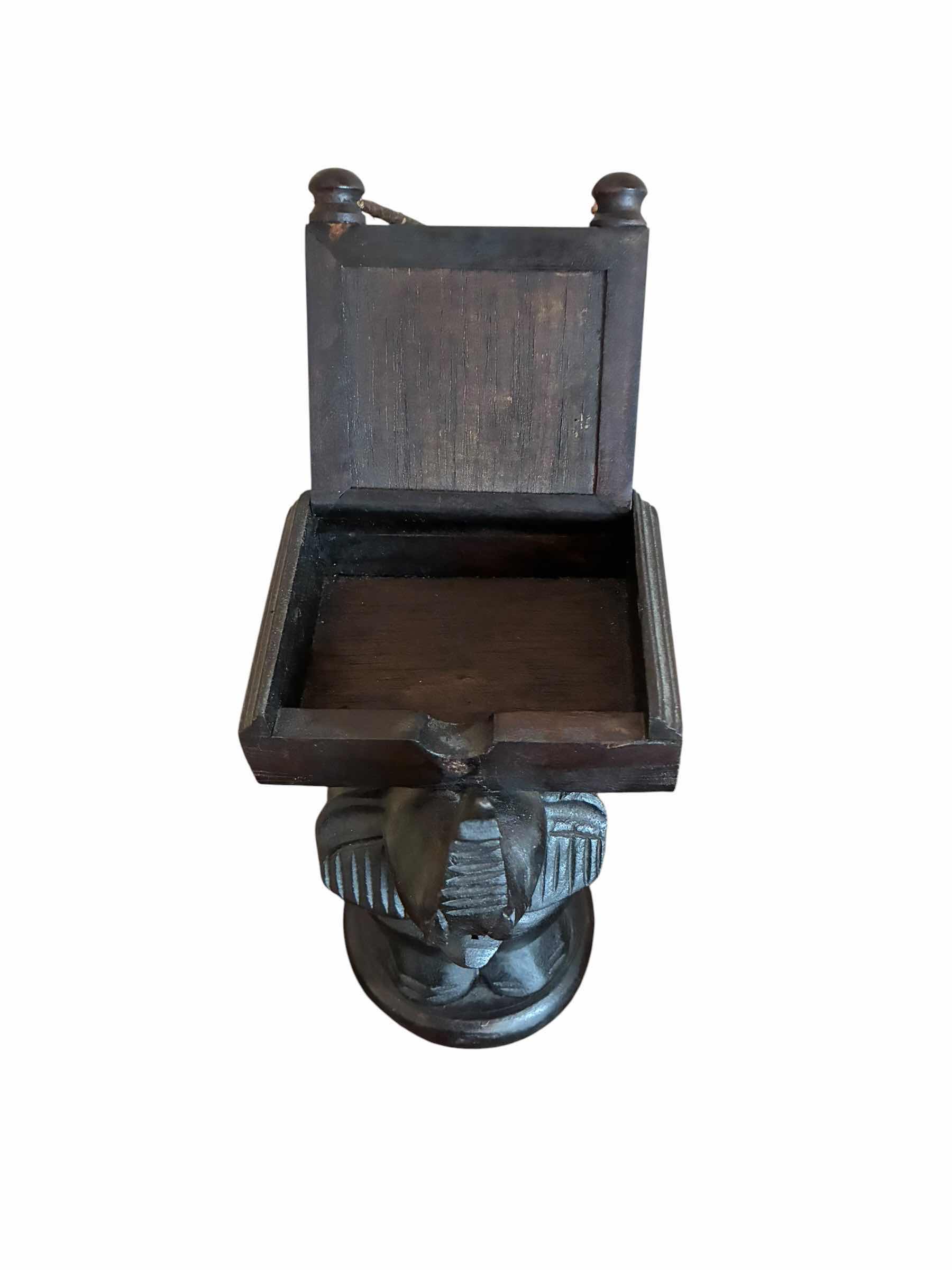 Photo 1 of HAND CARVED EBONY WOOD ELEPHANT W TRINKET BOX H9“