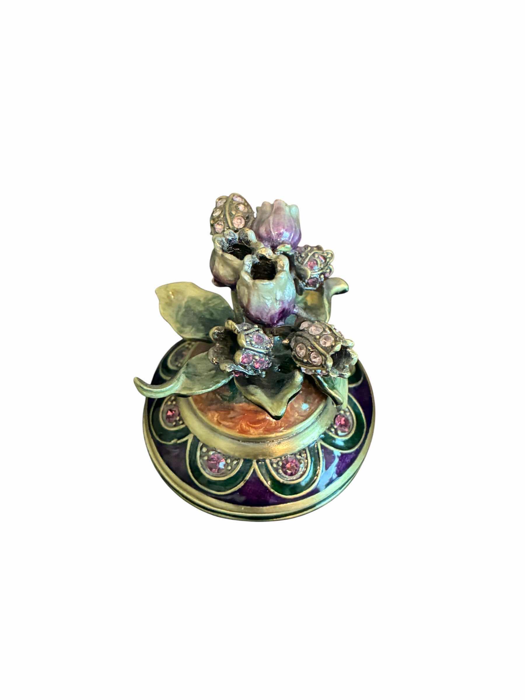 Photo 1 of FLOWER BOUQUET & ENAMEL TRINKET BOX H2.5”