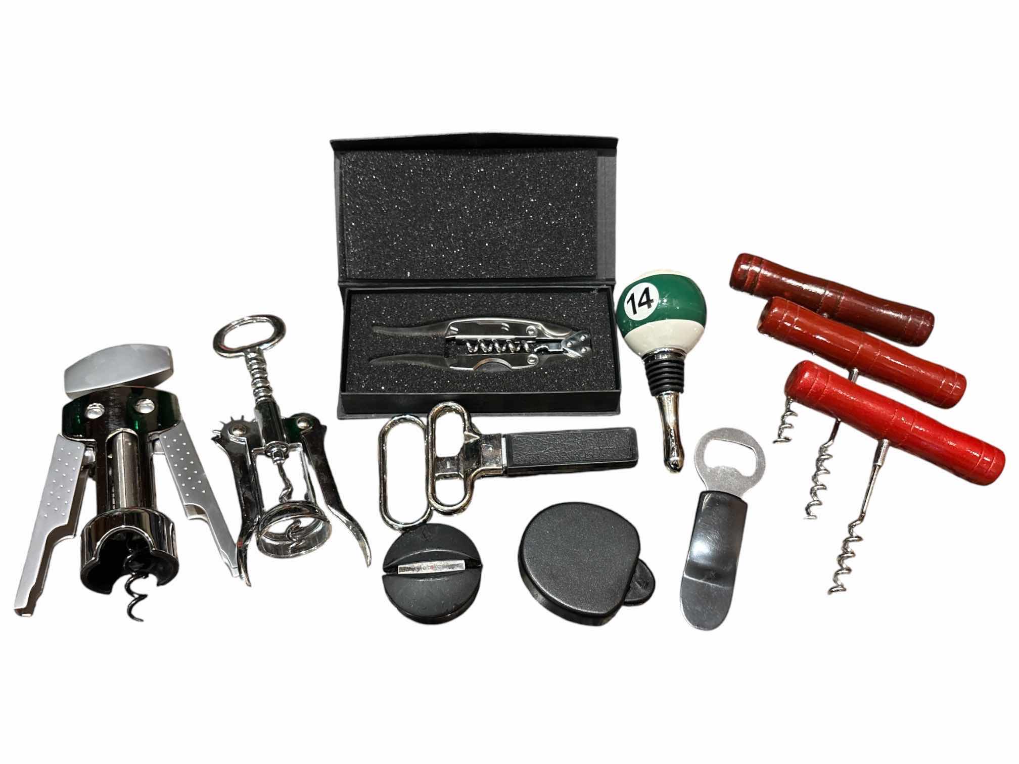 Photo 1 of VARIOUS WINE BOTTLE TOOLS (12 PCS)