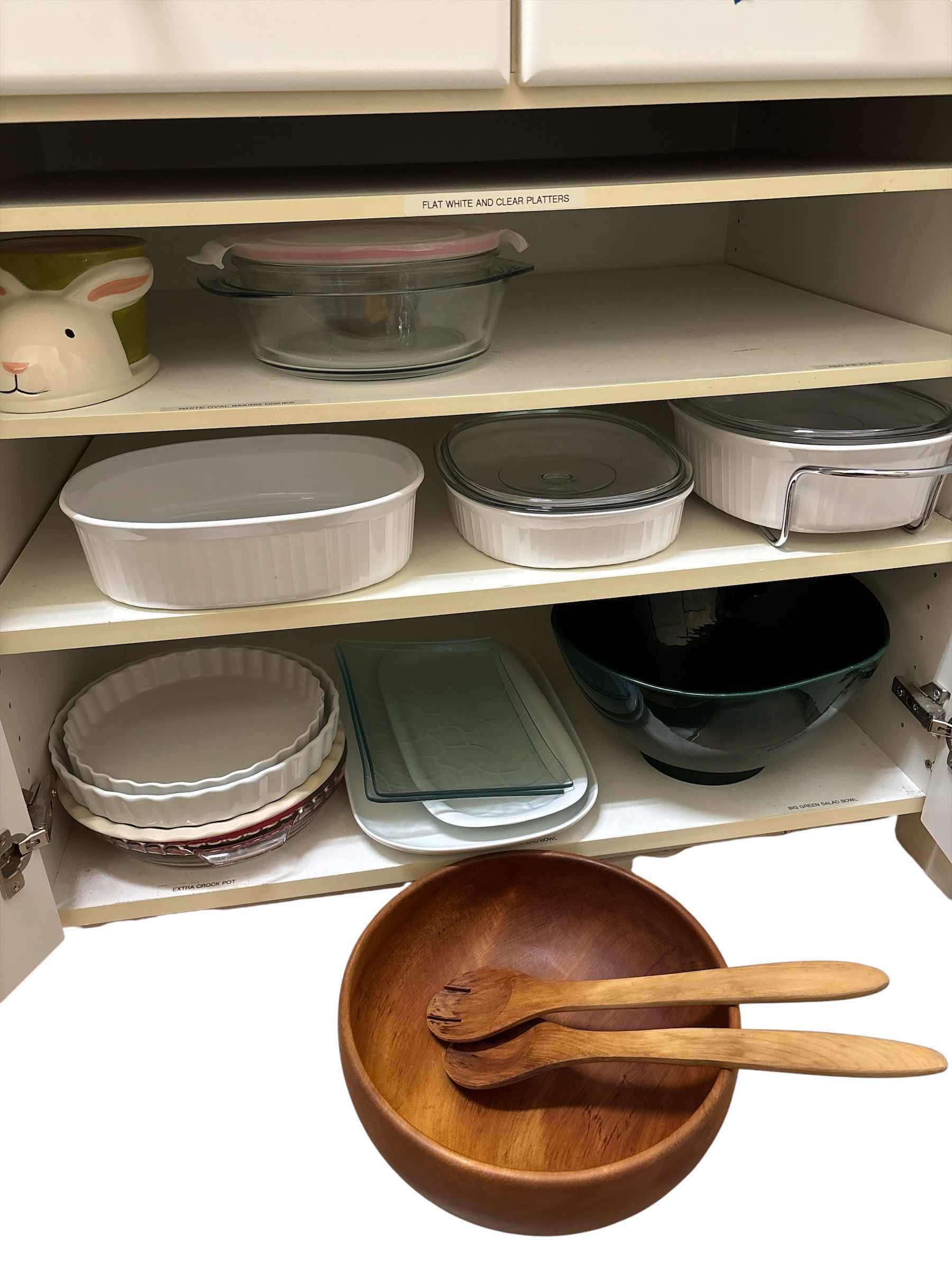 Photo 1 of BAKING WARE/CORNING WARE/PLATTERS/SALAD BOWL- CONTENTS OF CABINET