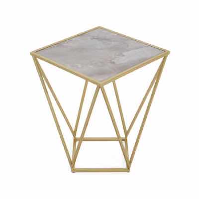 Photo 1 of STREAMDALE MODERN GEOMETRIC GOLD FRAME WHITE GLASS TOP ACCENT TABLE