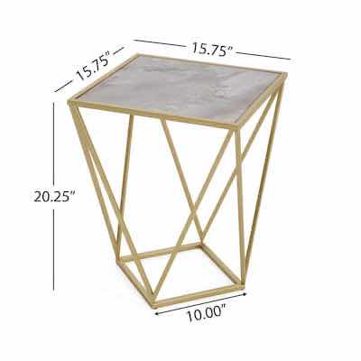 Photo 1 of STREAMDALE MODERN GEOMETRIC GOLD FRAME WHITE GLASS TOP ACCENT TABLE