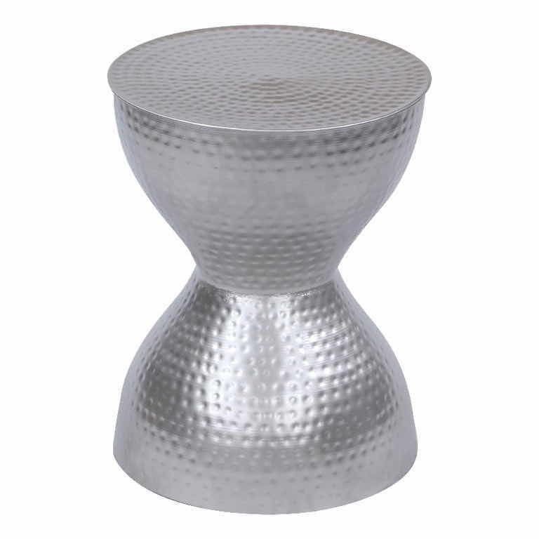 Photo 1 of BENJARA INDUSTRIAL STYLE SILVER HAMMERED IRON SIDE TABLE/STOOL