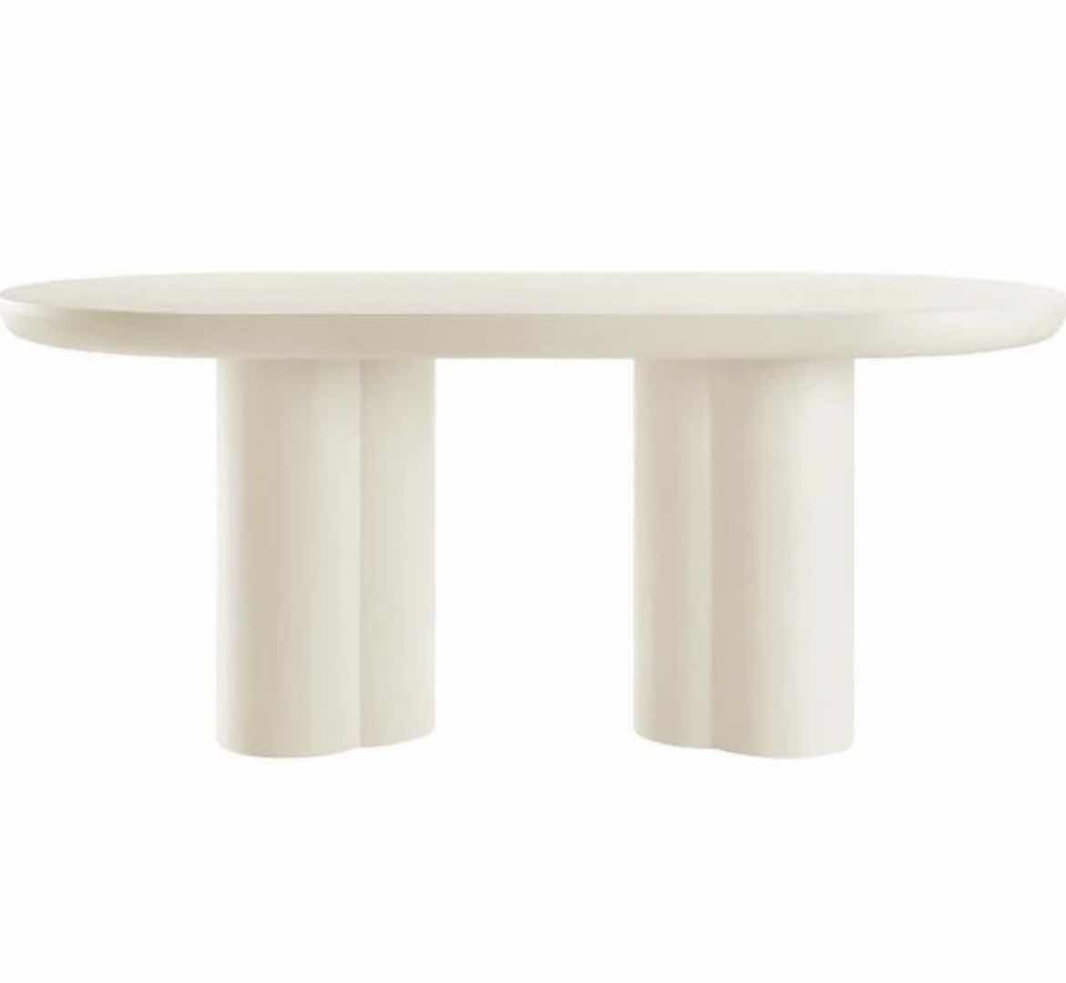 Photo 1 of QEZEOM WHITE OVAL 4 PILLAR DINING TABLE