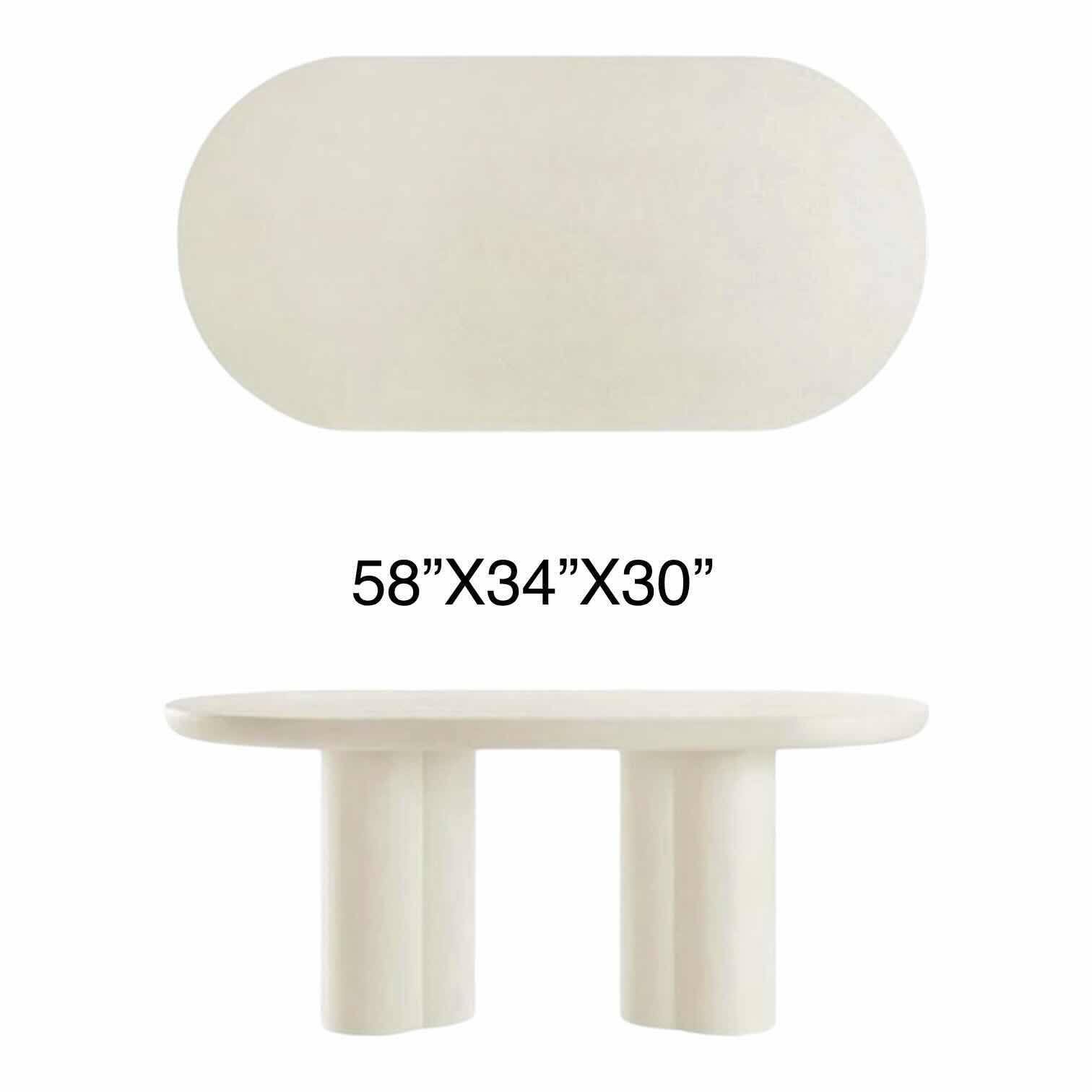 Photo 1 of QEZEOM WHITE OVAL 4 PILLAR DINING TABLE