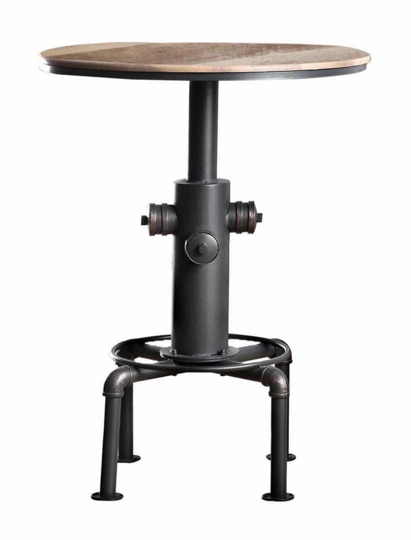 Photo 1 of STEAMPUNK STYLE BAR TABLE, METAL BASE W WOOD TOP