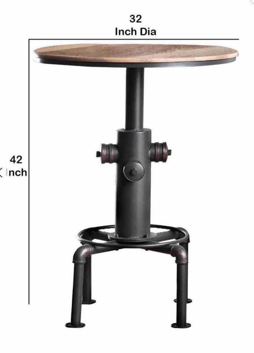 Photo 1 of STEAMPUNK STYLE BAR TABLE, METAL BASE W WOOD TOP