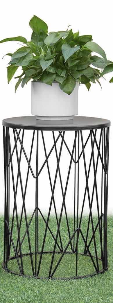 Photo 1 of GEOMETRIC METAL SIDE TABLE, BLACK