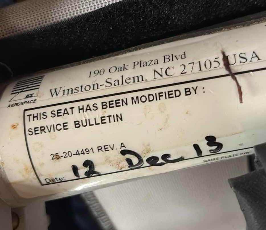 Photo 1 of VINTAGE B/E AEROSPACE COMMERCIAL AIRCRAFT PASSENGER 3-SEAT ASSEMBLY – BLUE 57”X18.5”H46”