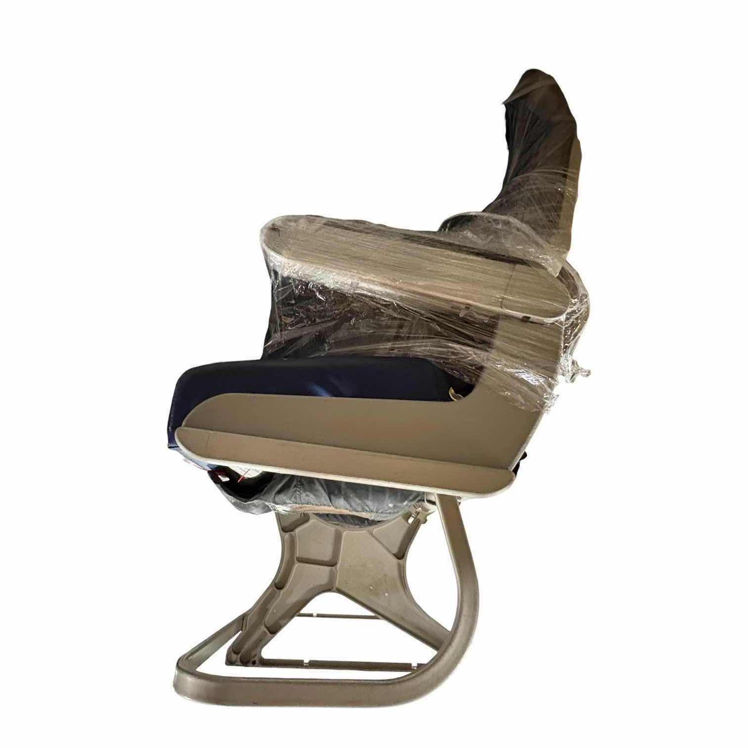 Photo 1 of VINTAGE B/E AEROSPACE COMMERCIAL AIRCRAFT PASSENGER 3-SEAT ASSEMBLY – BLUE 57”X18.5”H46”