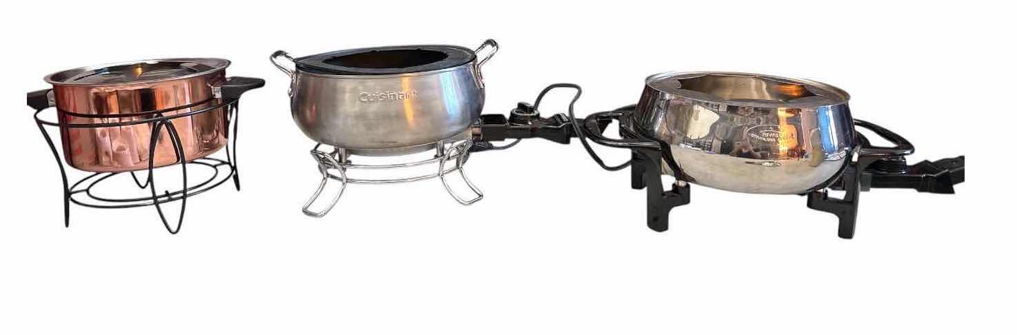 Photo 1 of 3-PCS FONDUE POTS / SERVING WARMERS – INCLUDING RIVAL STAINLESS STEEL