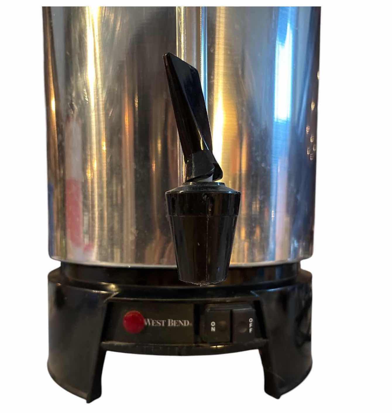 Photo 1 of VINTAGE WEST BEND STAINLESS STEEL 100 CUP COMMERCIAL COFFEE URN / PERCOLATOR WITH DISPENSING SPIGOT H21.5” $120