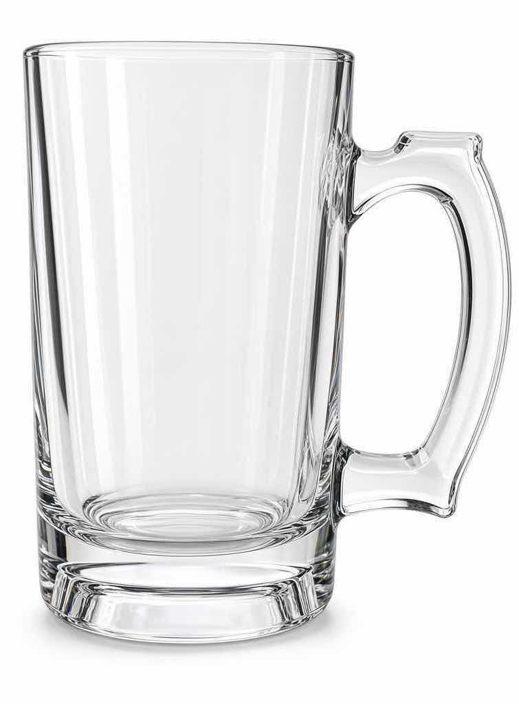 View 2 of 4-PCS HEAVY CLEAR GLASS BEER MUG / STEIN WITH HANDLE H6”