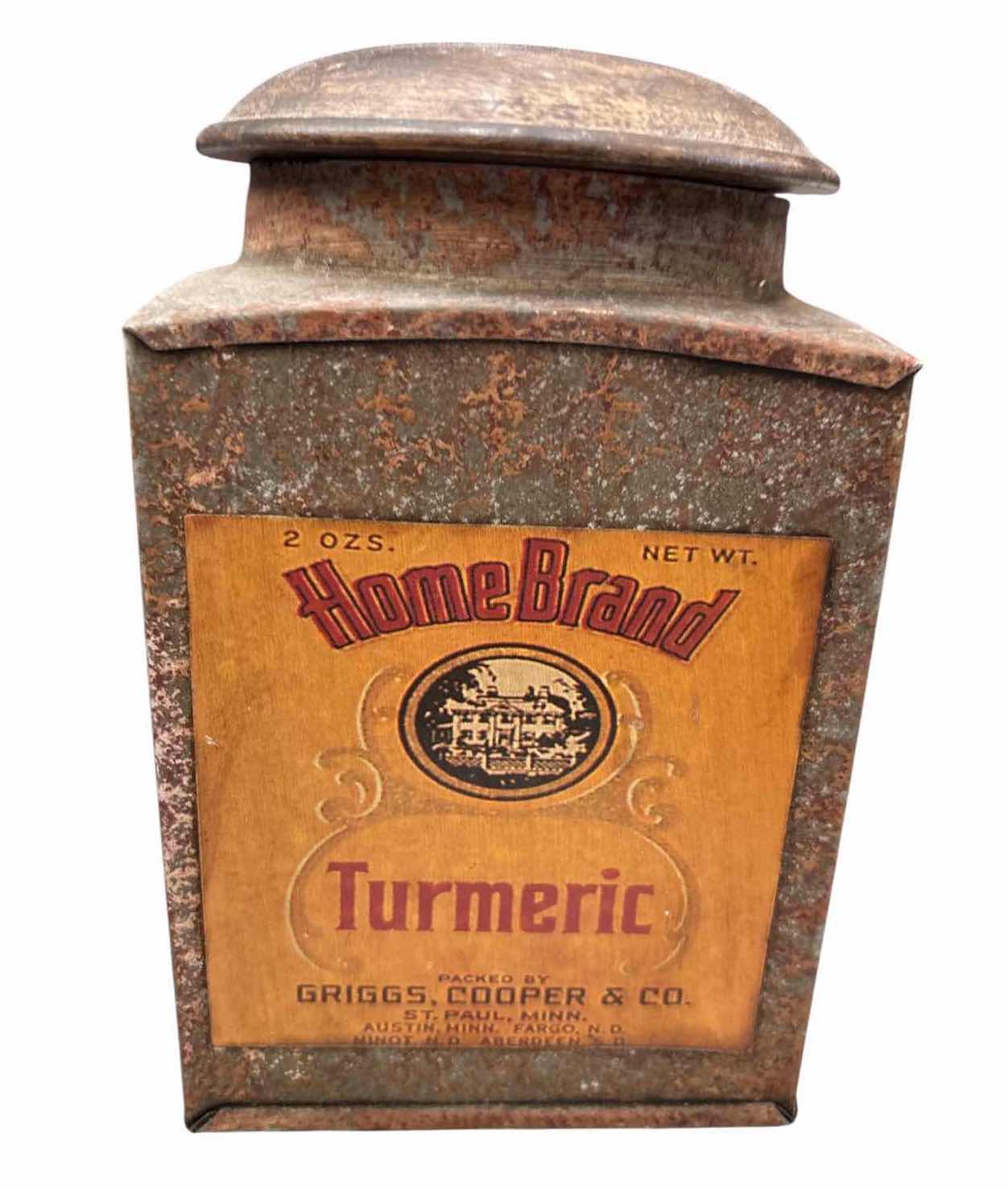 Photo 1 of 3-PCS VINTAGE-STYLE METAL SPICE TINS – CLOVES, MUSTARD & TURMERIC H8.5”