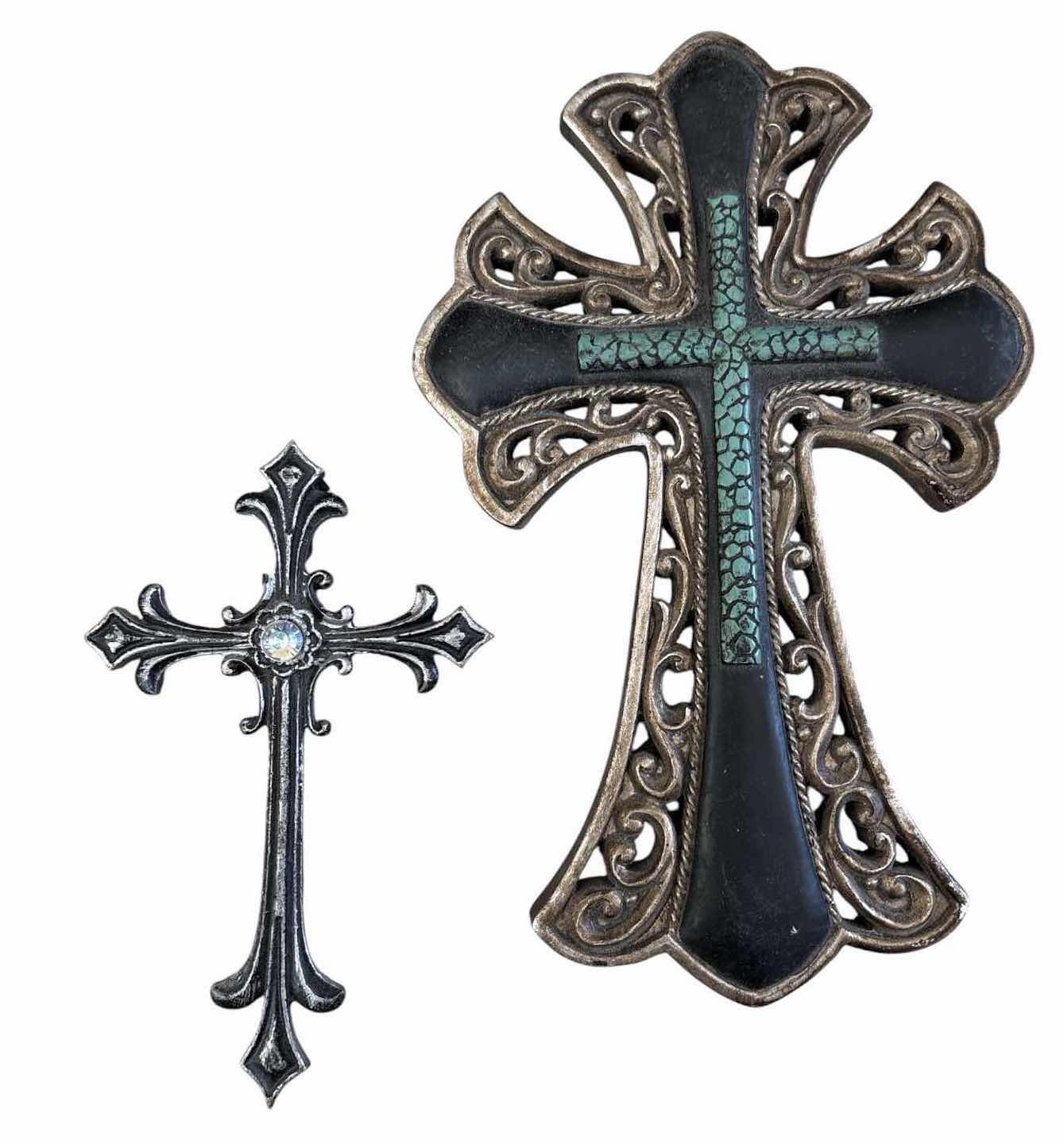 Photo 1 of 4-PCS RELIGIOUS WALL CROSS DECOR & “GOD’S PATH” BRASS COMPASS W/ WOODEN BOX H14.5”