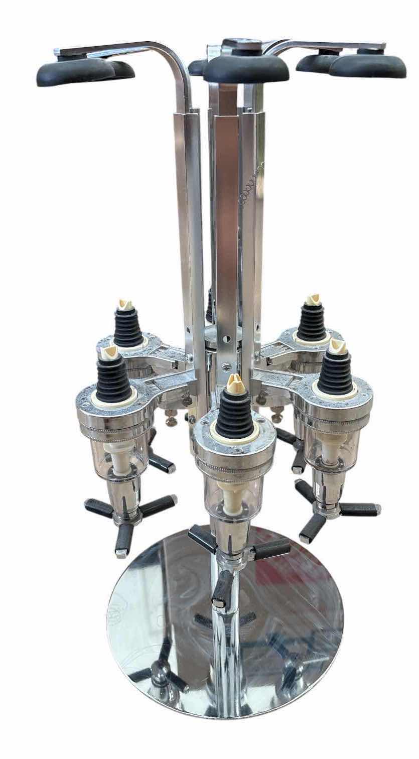 Photo 1 of 6-BOTTLE ROTATING LIQUOR DISPENSER CAROUSEL W/ MEASURED SHOT DISPENSERS H20”