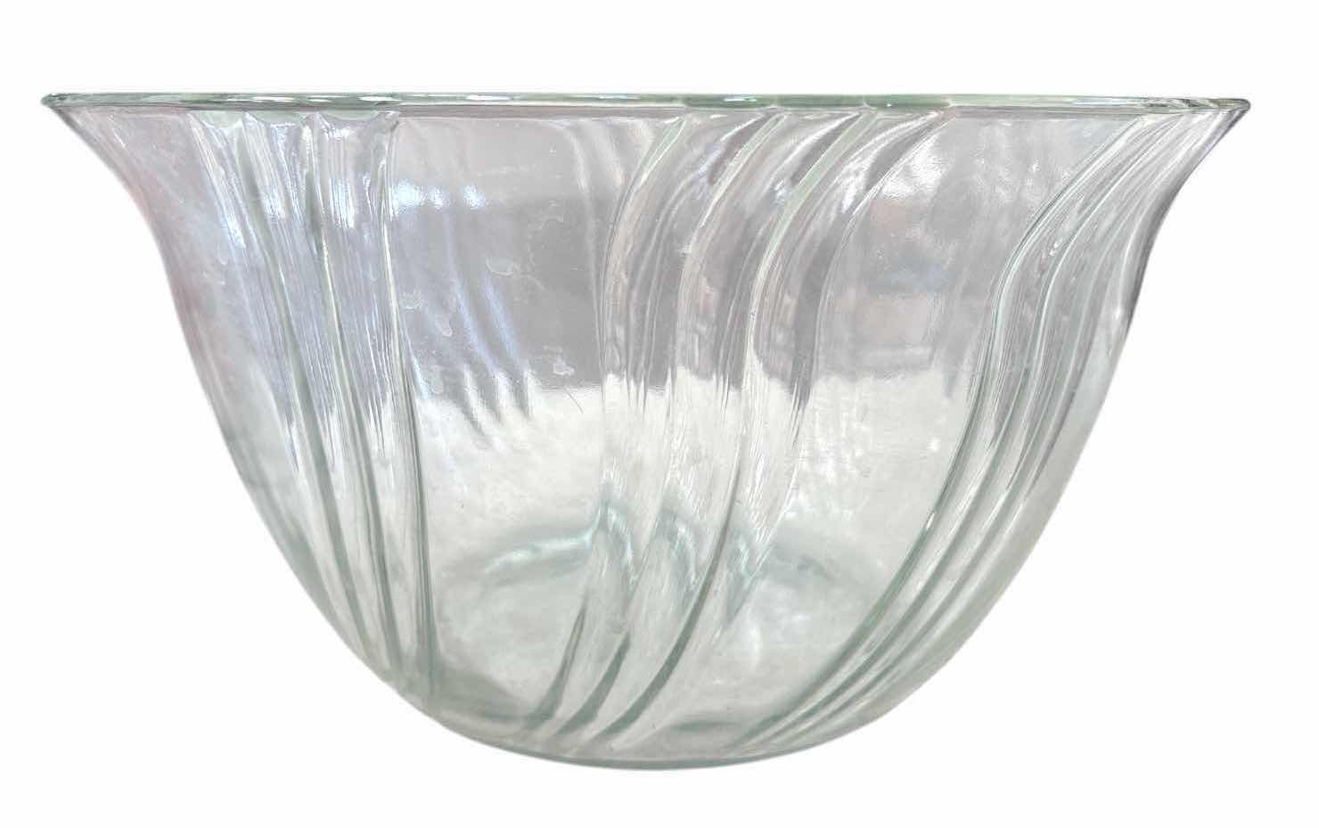 Photo 1 of VINTAGE RIBBED GLASS PUNCH BOWL SET W/ MATCHING HANDLED CUPS D12.5”