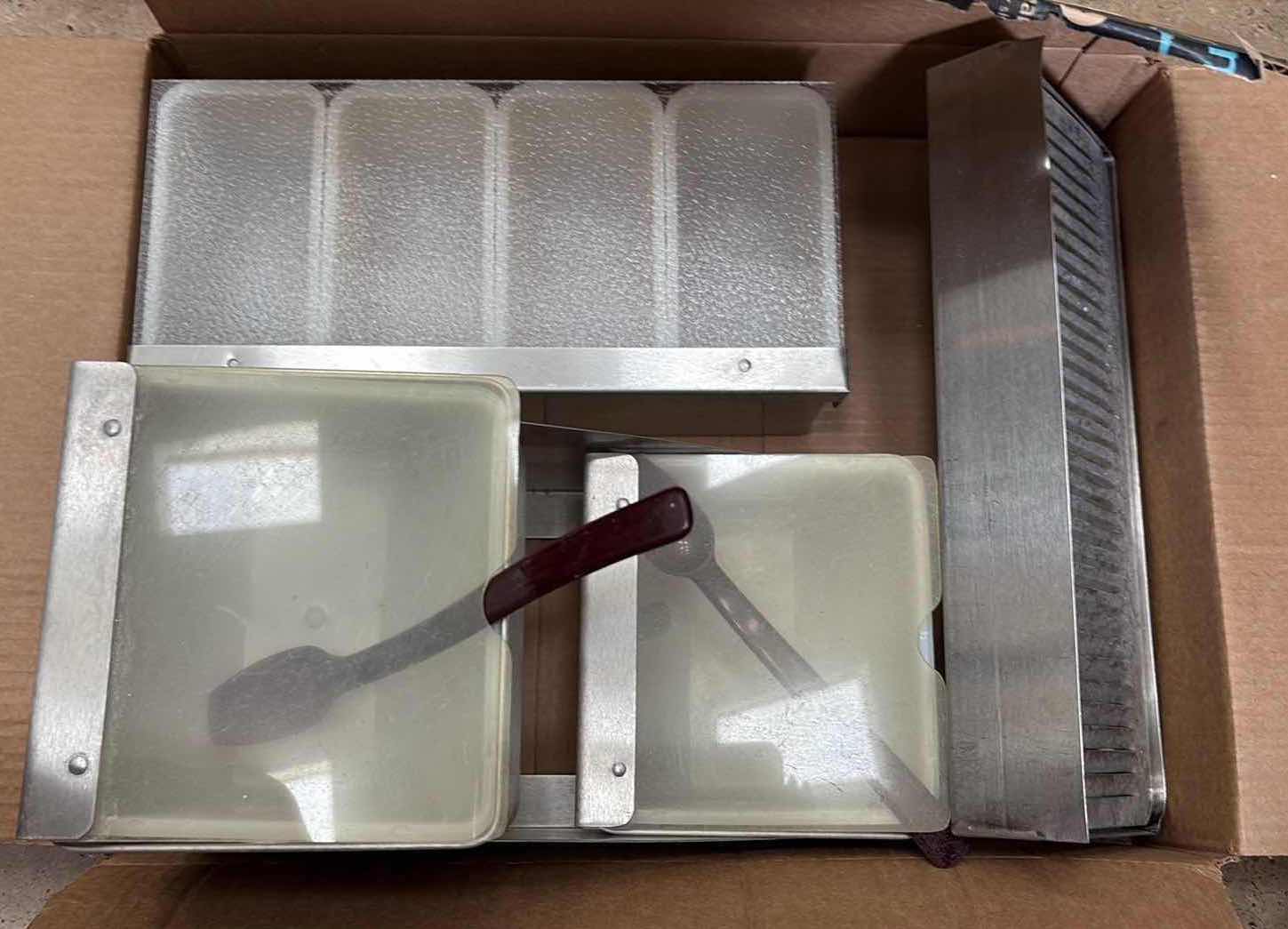 Photo 1 of BOX OF COMMERCIAL RESTAURANT & BAR SUPPLIES – CONDIMENT DISPENSERS, STRAWS, BAR TOOLS & FOOD SERVICE ACCESSORIES