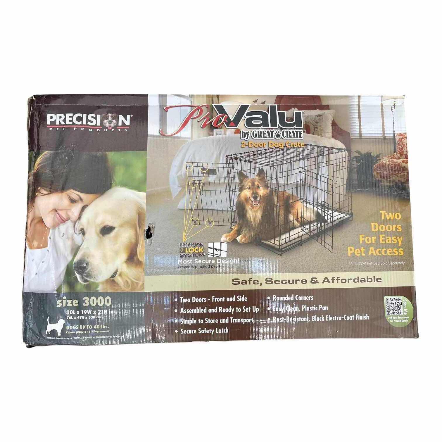 Photo 1 of PRECISION PET PRODUCTS PROVALU SIZE 3000 2-DOOR FOLDING DOG CRATE – 30”X48”H21”