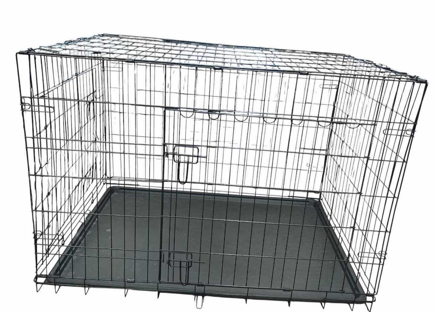 Photo 1 of FOLDING WIRE DOUBLE DOOR PET CRATE W/PLASTIC TRAY 43”X27”H29.5” $130