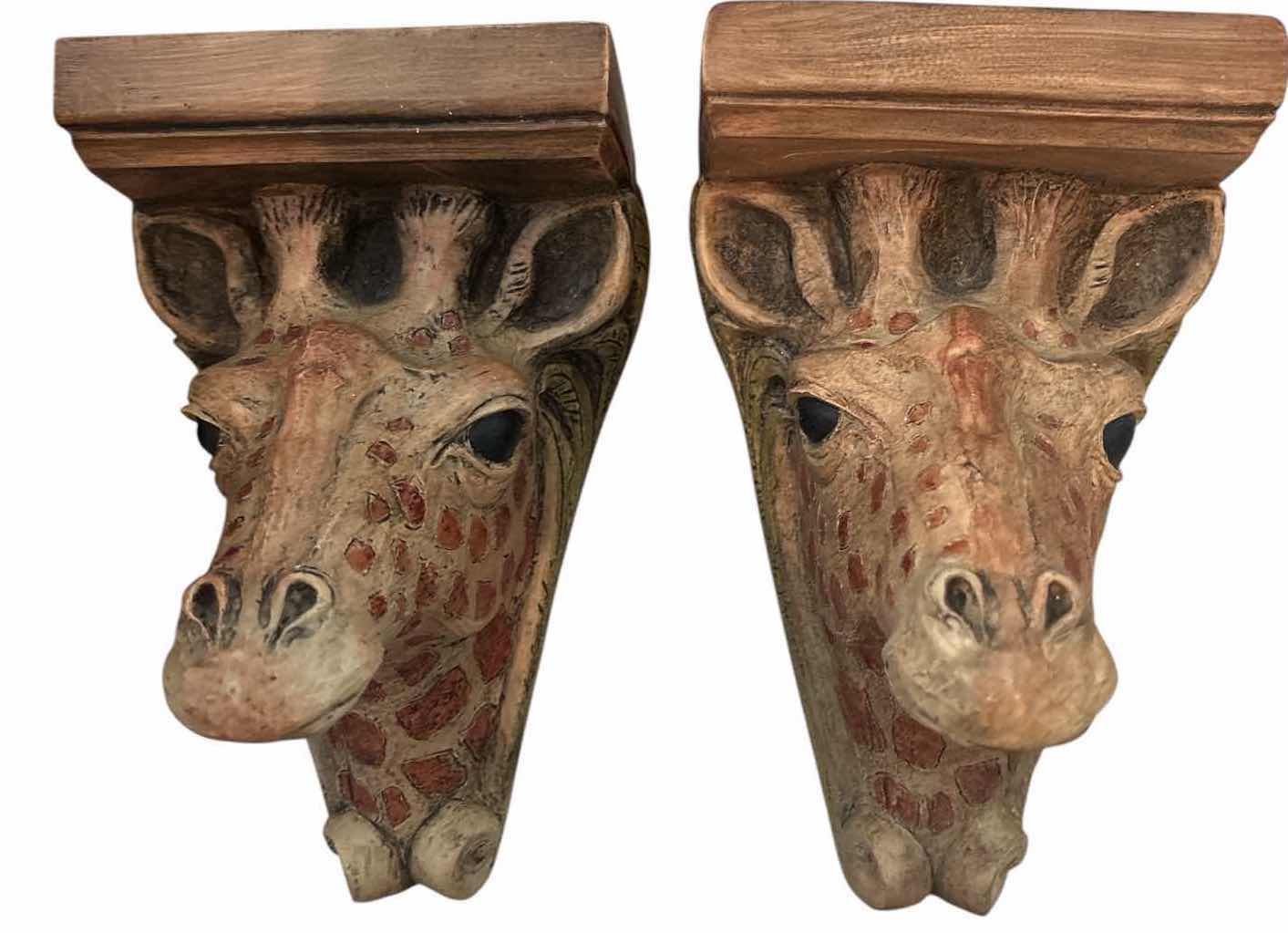 Photo 1 of 2-PCS DECORATIVE GIRAFFE HEAD WALL SMALL SHELF H8.5”