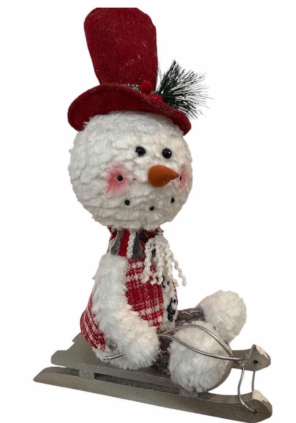 Photo 1 of 2-PCS WHIMSICAL CHRISTMAS SNOWMAN FIGURES WITH SLED H17”