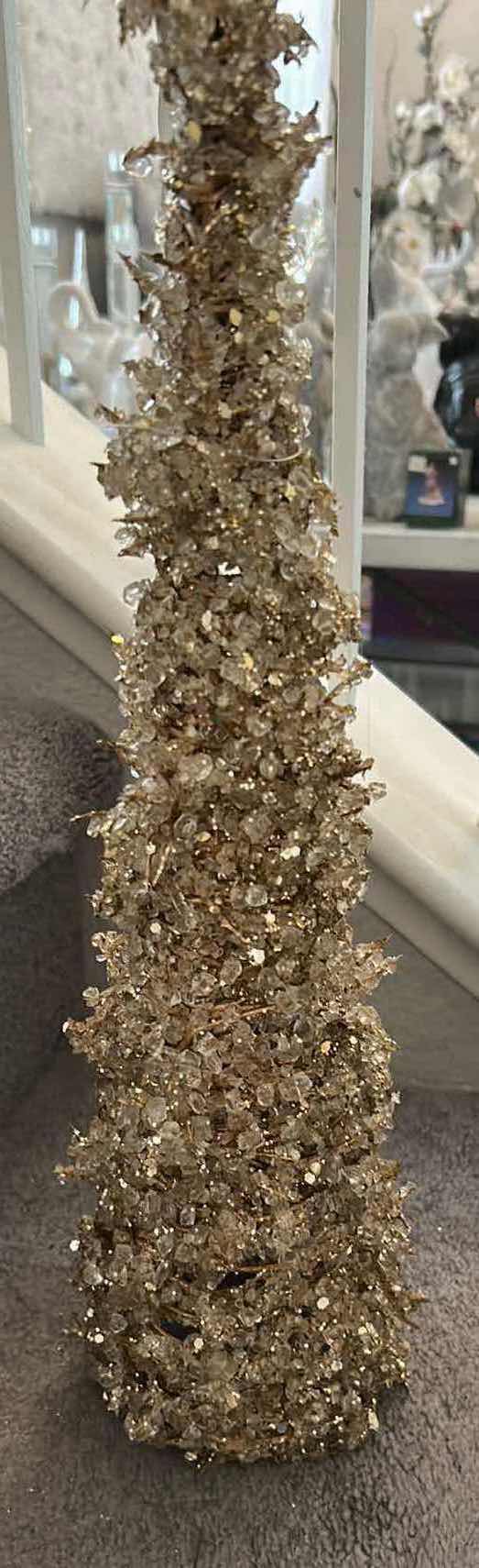 Photo 1 of 4- DECORATIVE GOLD GLITTER & STRING CONE TREES H 30" 19" 12"