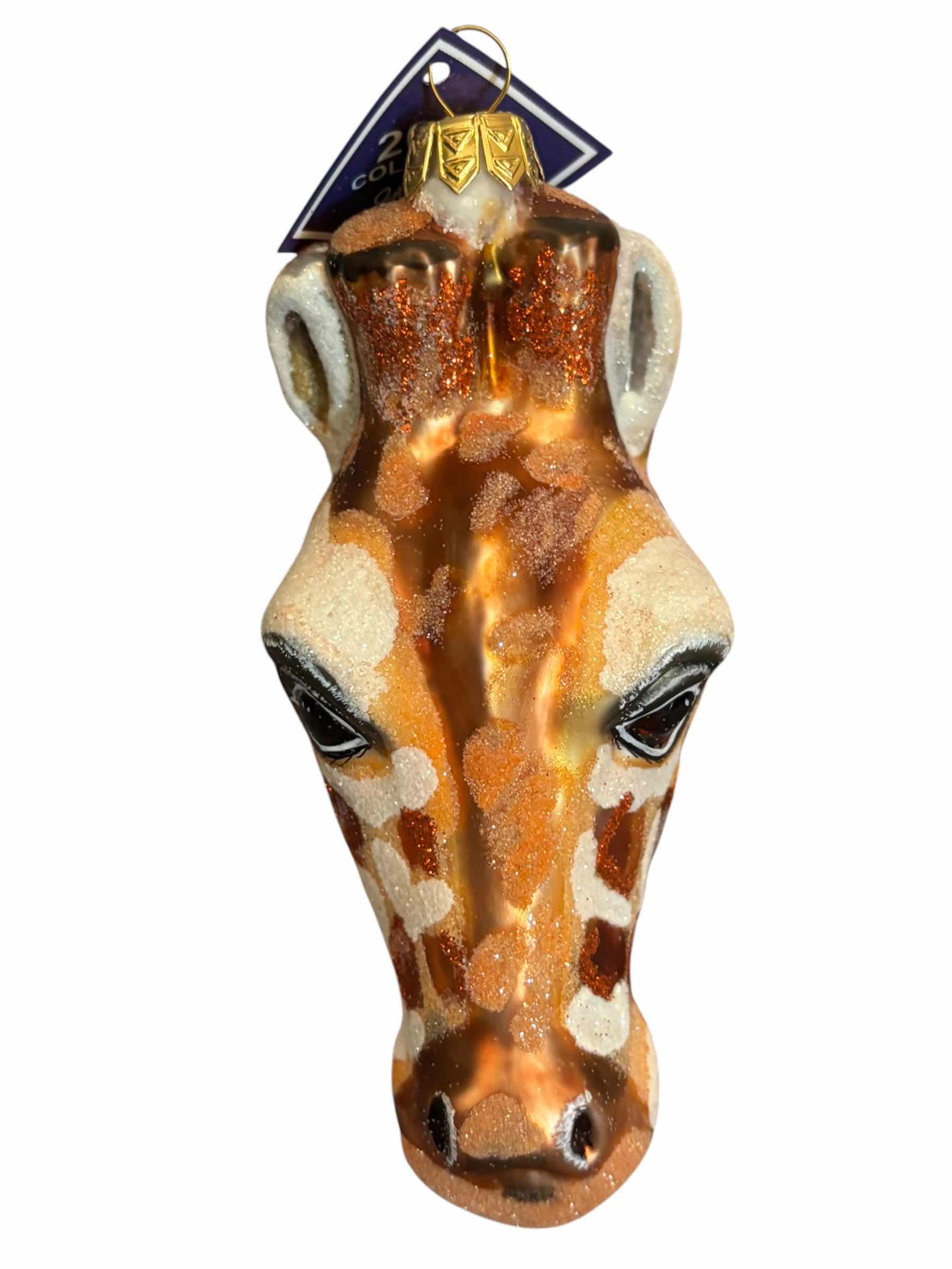 Photo 1 of FOUR SLAVIC TREASURES COLLECTIBLE BLOWN GLASS ORNAMENTS/FIGURINES: GIRAFFE HEAD, ZEBRA HEAD, OSTRICH HEAD & CHEETAH-SUBIRA-SHAMBALA
