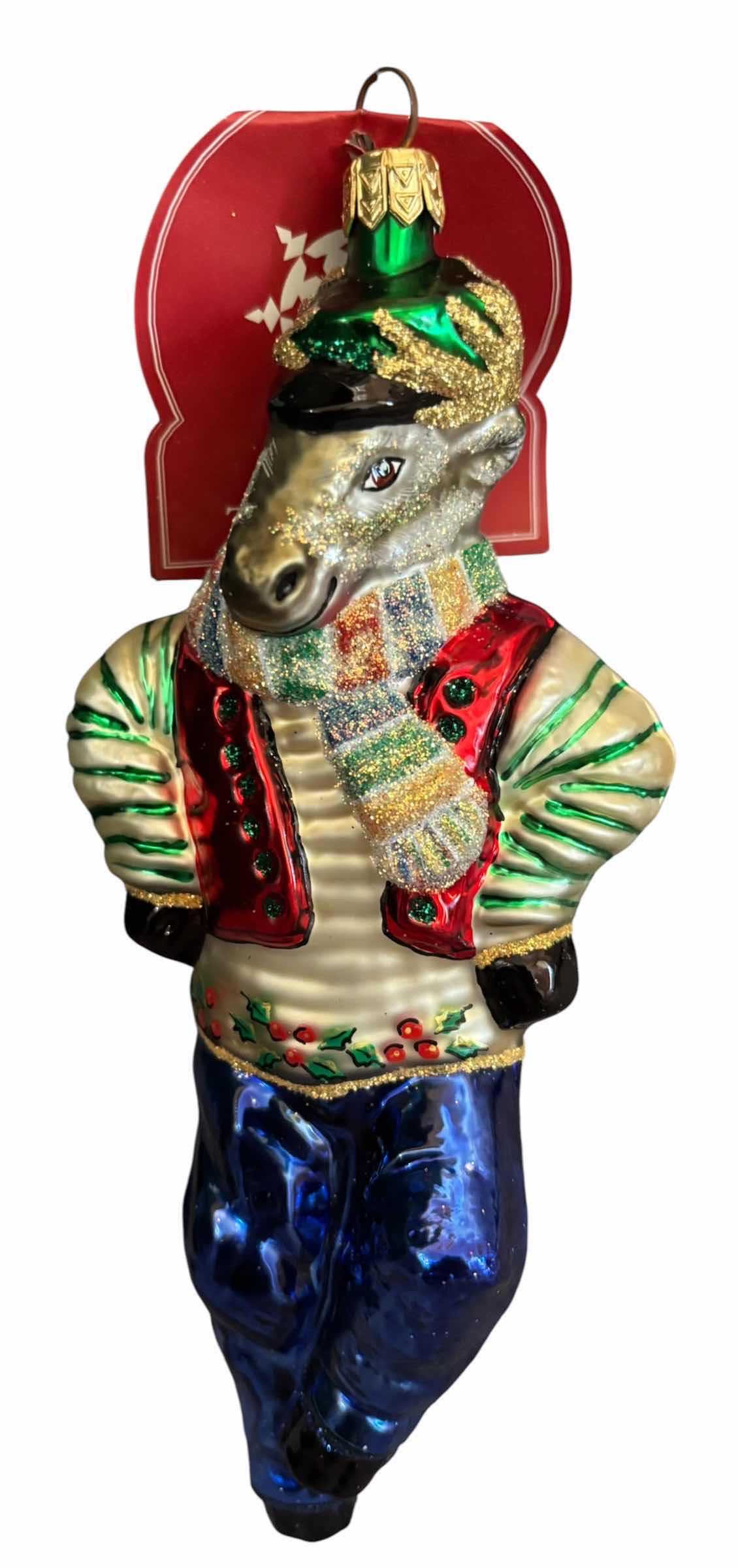 Photo 1 of TWO SLAVIC TREASURES COLLECTIBLE BLOWN GLASS ORNAMENTS/FIGURINES: PRANCER & DONNER