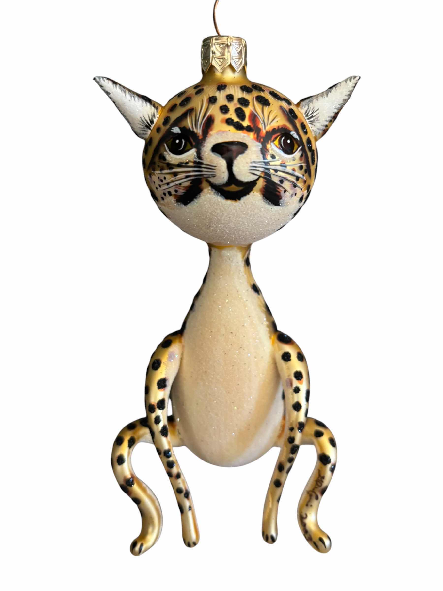 Photo 1 of TWO SLAVIC TREASURES COLLECTIBLE BLOWN GLASS ORNAMENTS/FIGURINES: CHEETAH & POLAR BEAR FIGURINE
