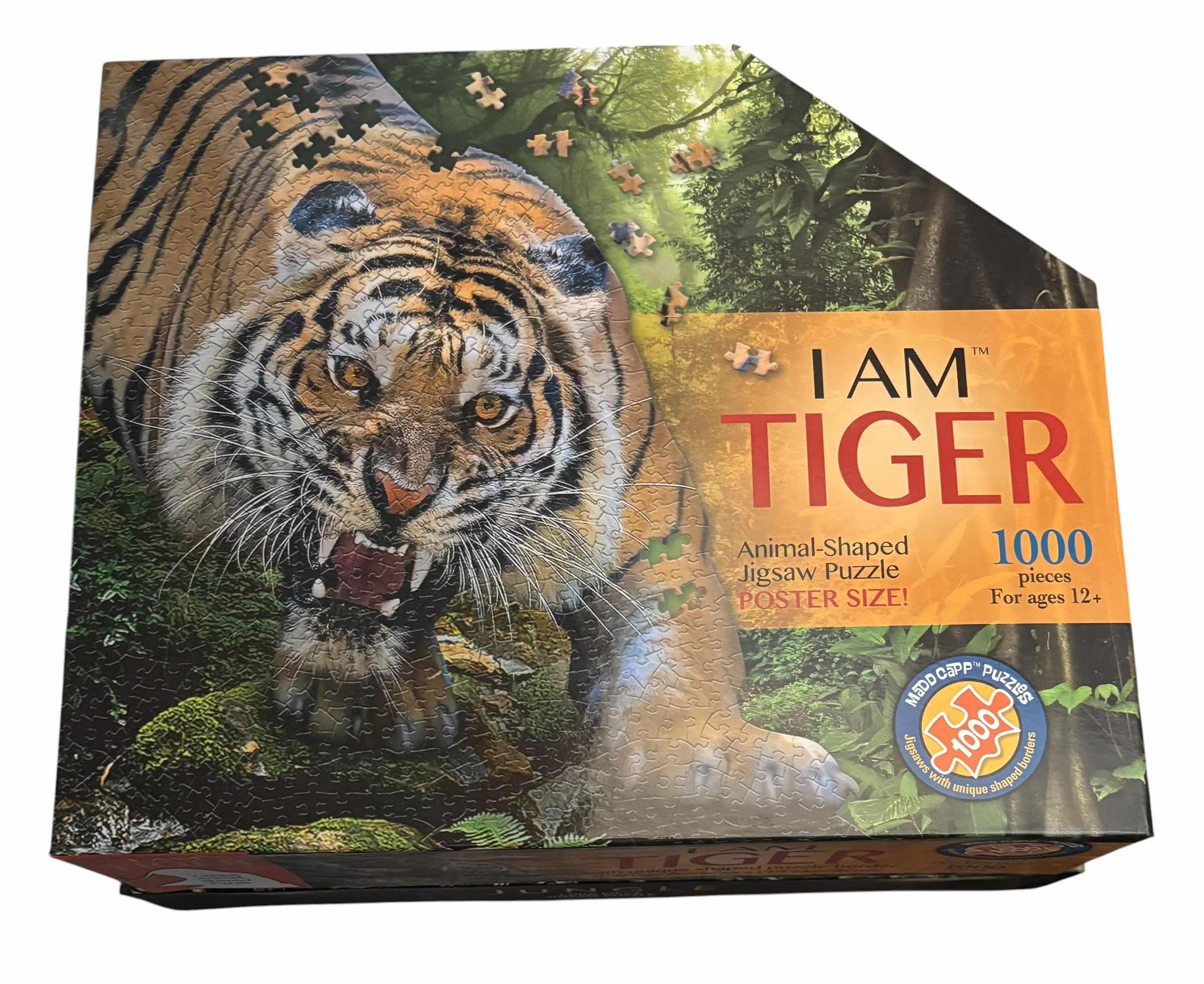 Photo 1 of NIB PUZZLES: TIGER SHAPE, JUNGLE & MORE
