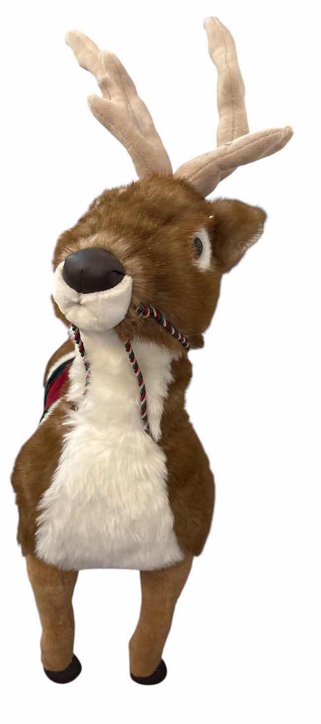 Photo 1 of LARGE PLUSH CHRISTMAS REINDEER WITH HOLIDAY SADDLE DECORATION H32”
