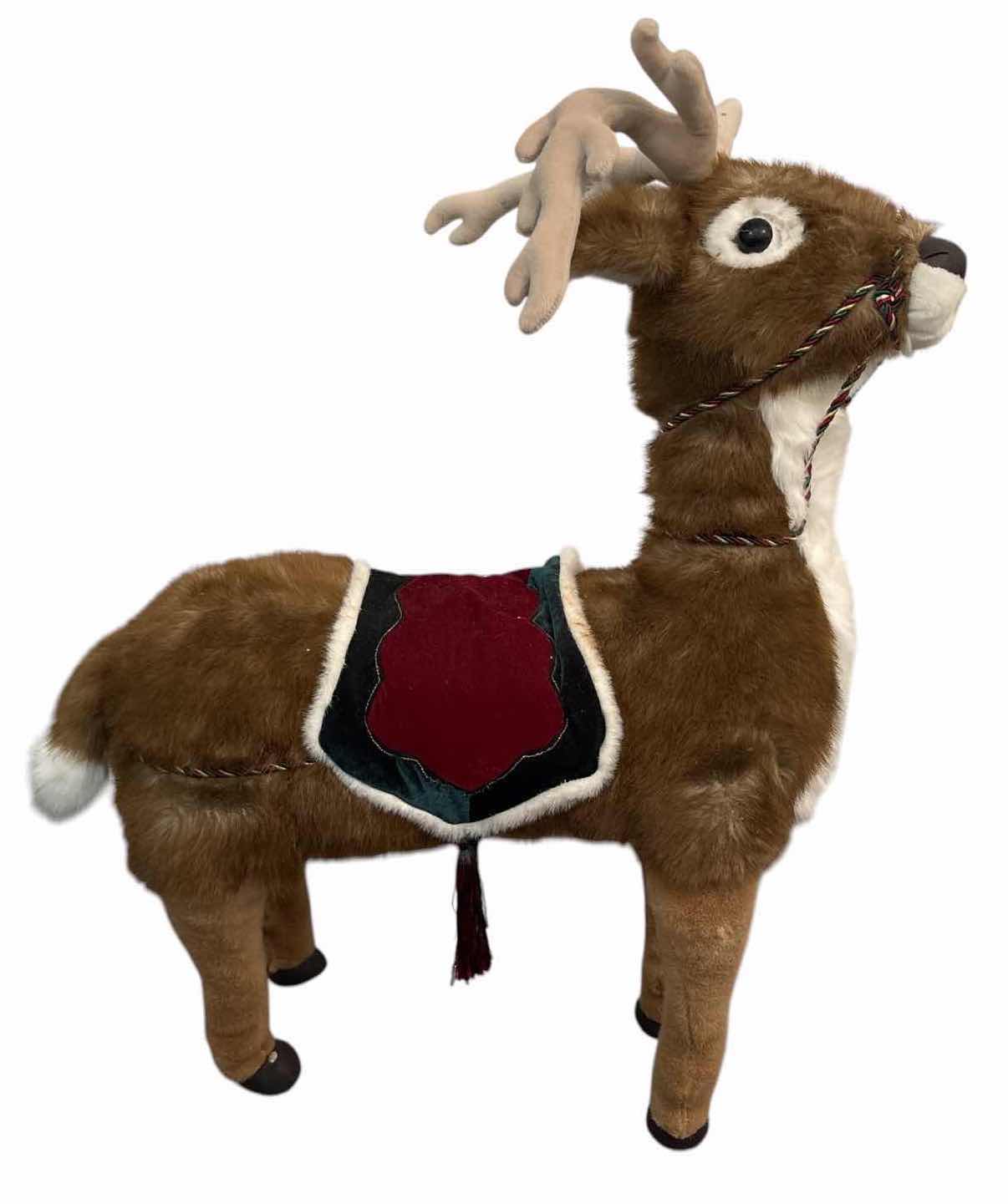 Photo 1 of LARGE PLUSH CHRISTMAS REINDEER WITH HOLIDAY SADDLE DECORATION H32”