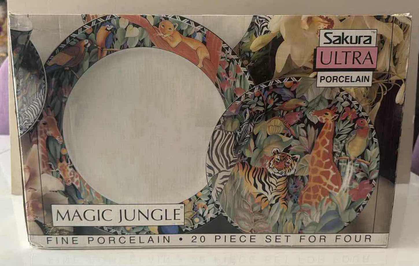 Photo 1 of 20 PCS-NIB SAKURA ULTRA PORCELAIN MAGIC JUNGLE DISHES