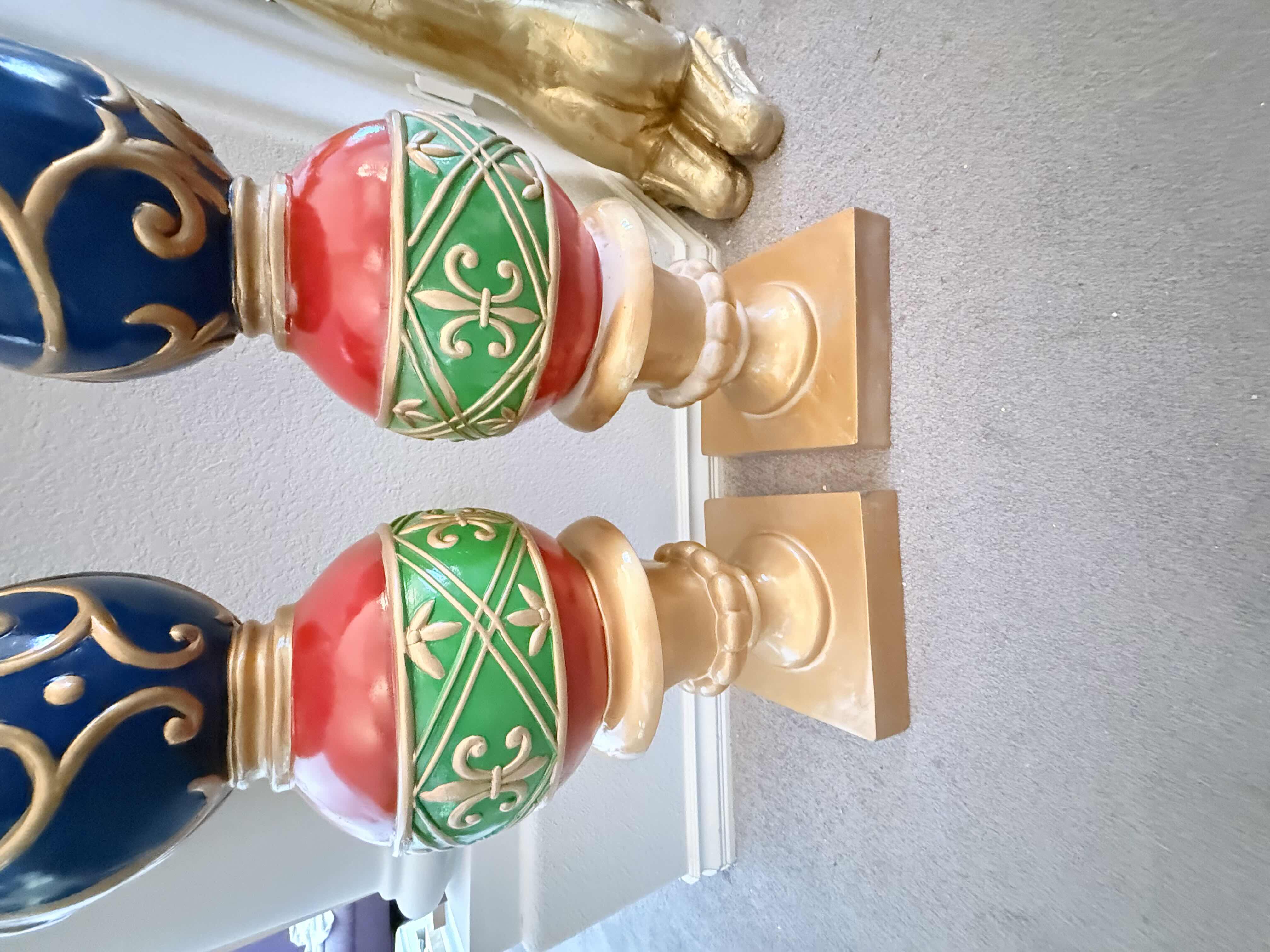 Photo 1 of 2-NORTHERN LIGHT COMMERCIAL SIZE BALL FINIAL HIGH GLOSS WOOD CHRISTMAS DECORATIONS (W10” H48”)