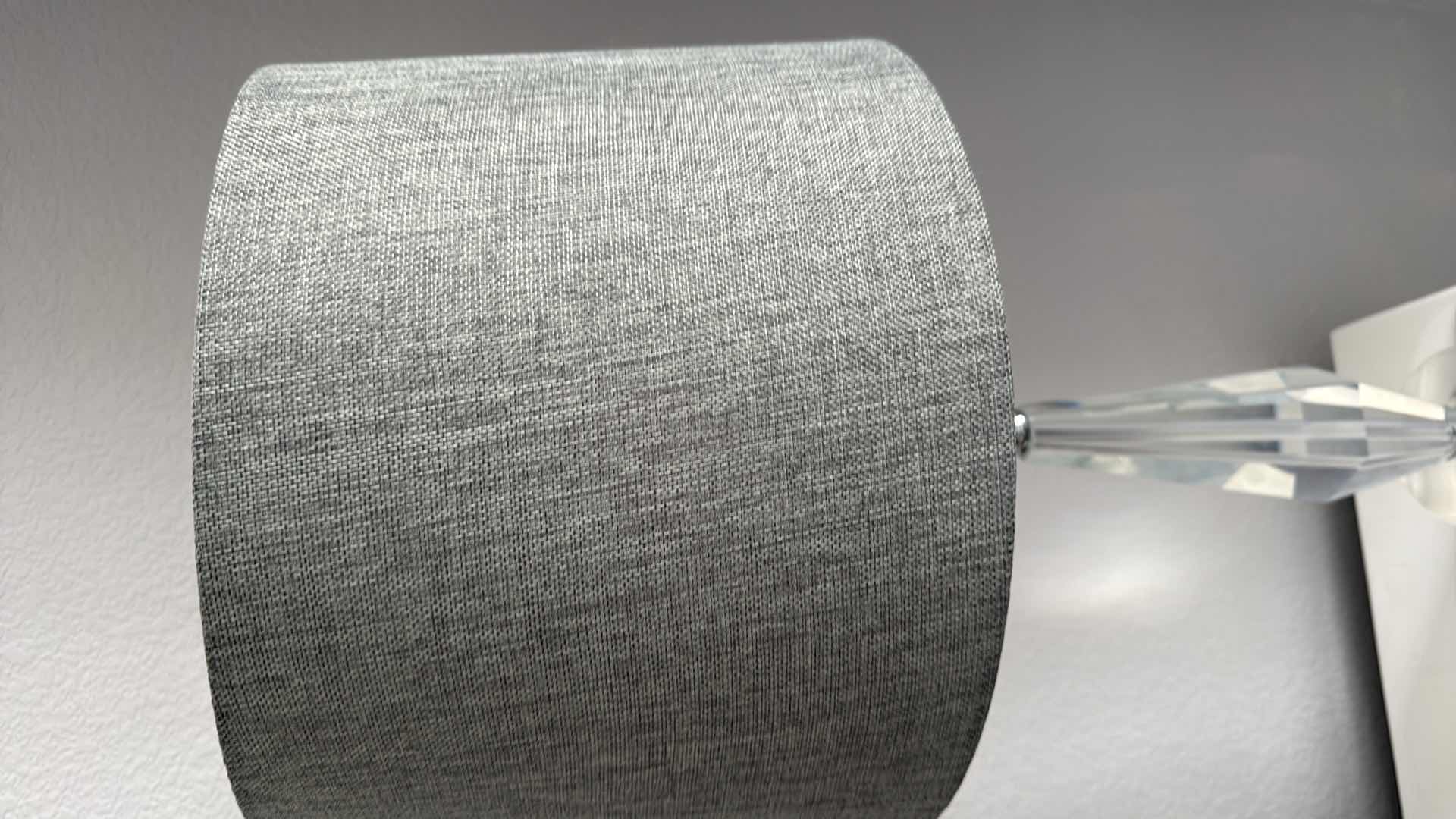 Photo 1 of HEAVY ACRYLIC BASE TABLE LAMP W SAGE GREEN LINEN SHADE H31”