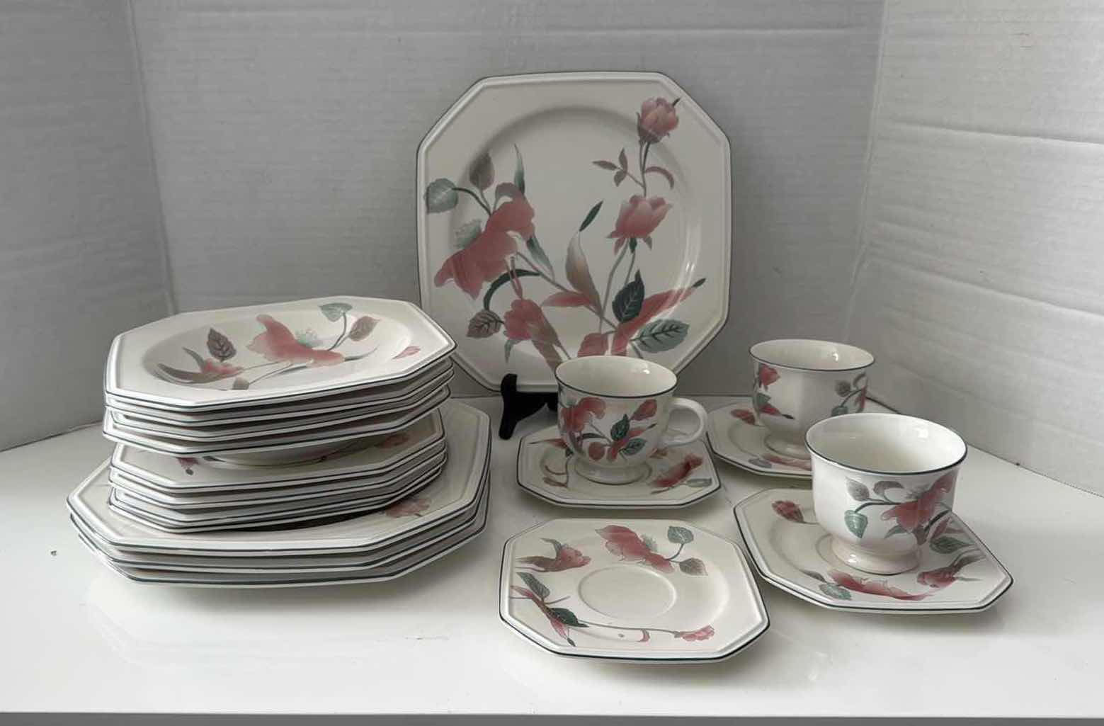 Photo 1 of 19 PCS-MIKASA CONTINENTAL “SILK FLOWERS” DISHES